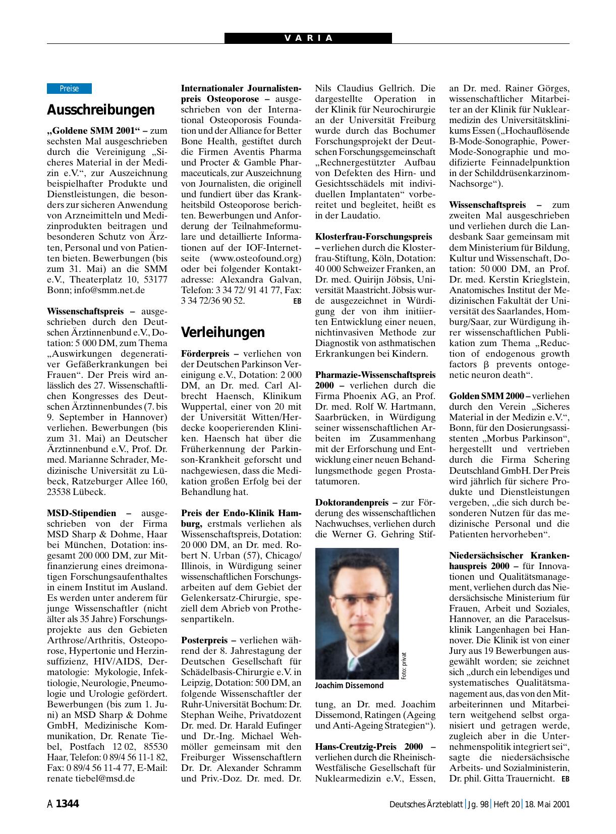 Vorschauseite 1: Ausschreibungen