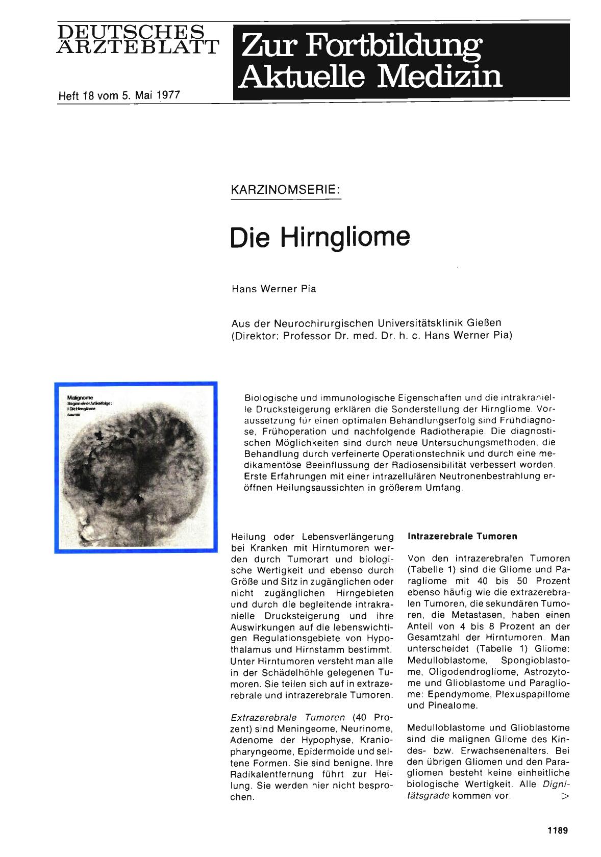Vorschauseite 1: KARZINOMSERIE: Die Hirngliome