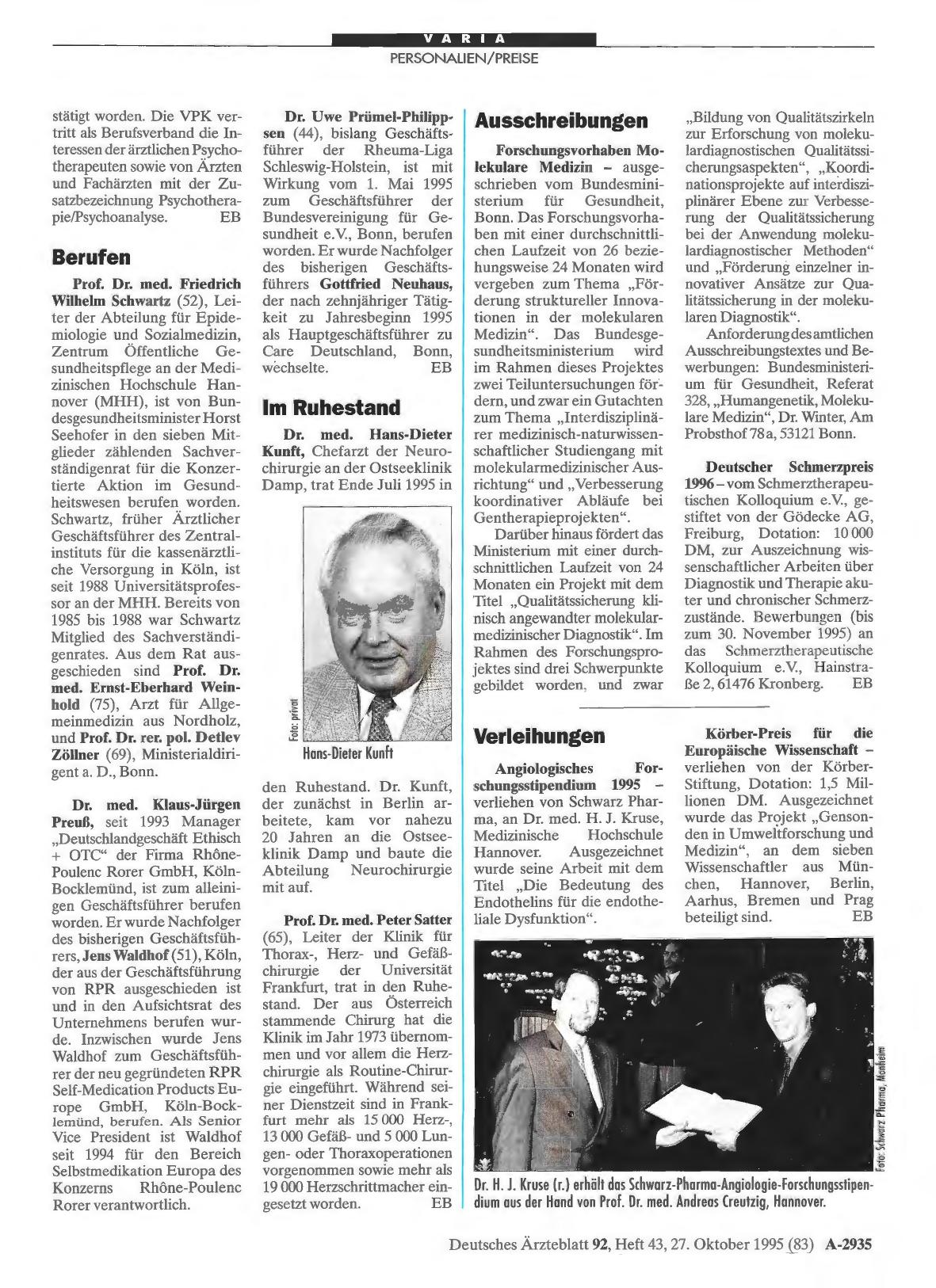 Vorschauseite 1: Verleihungen