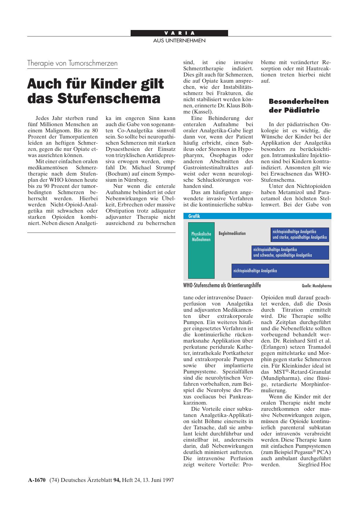 Vorschauseite 1: Therapie von Tumorschmerzen: Auch für Kinder gilt das Stufenschema