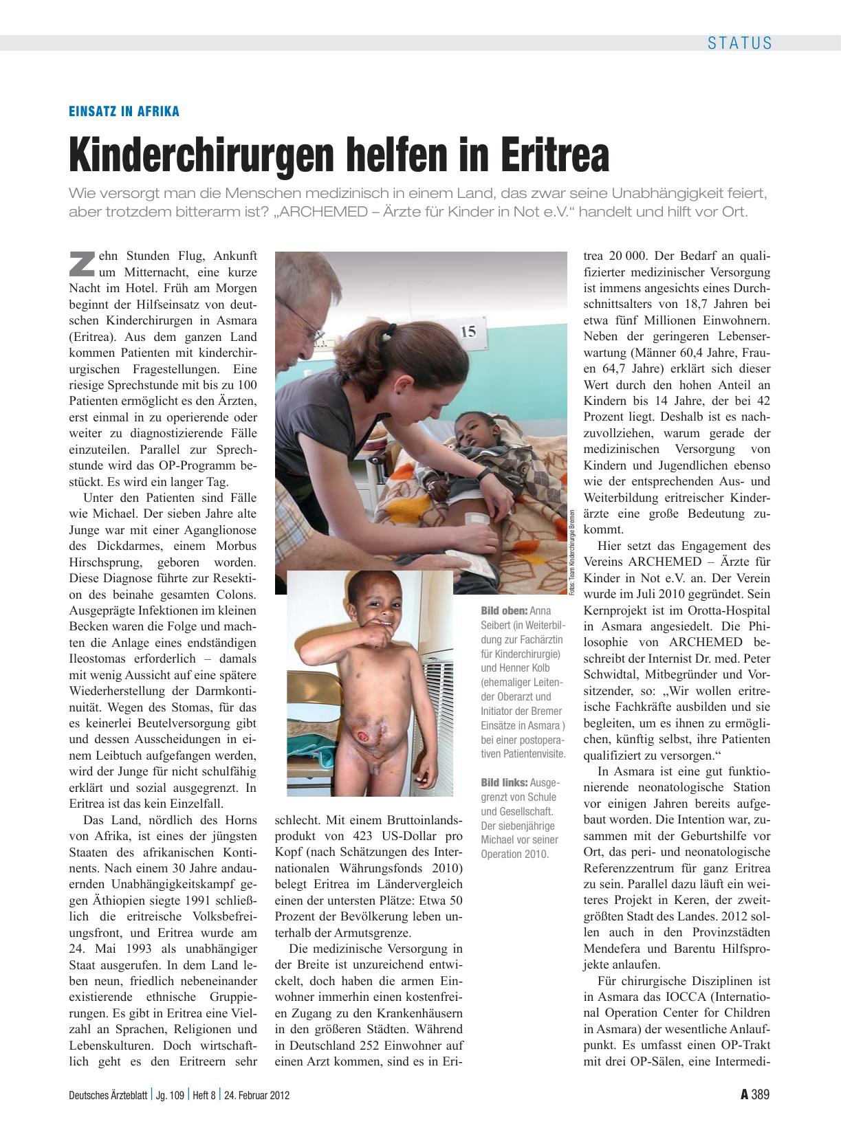 Vorschauseite 1: Einsatz in Afrika: Kinderchirurgen helfen in Eritrea
