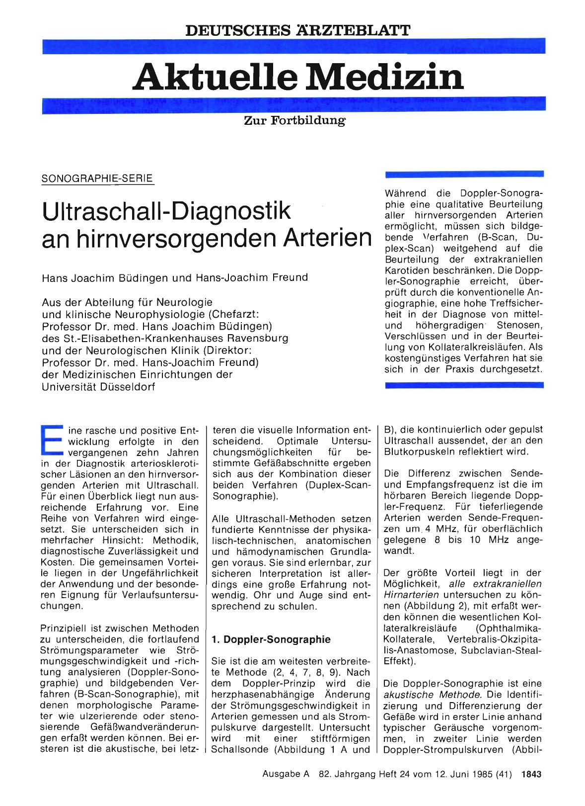 Vorschauseite 1: Ultraschall-Diagnostik an hirnversorgenden Arterien