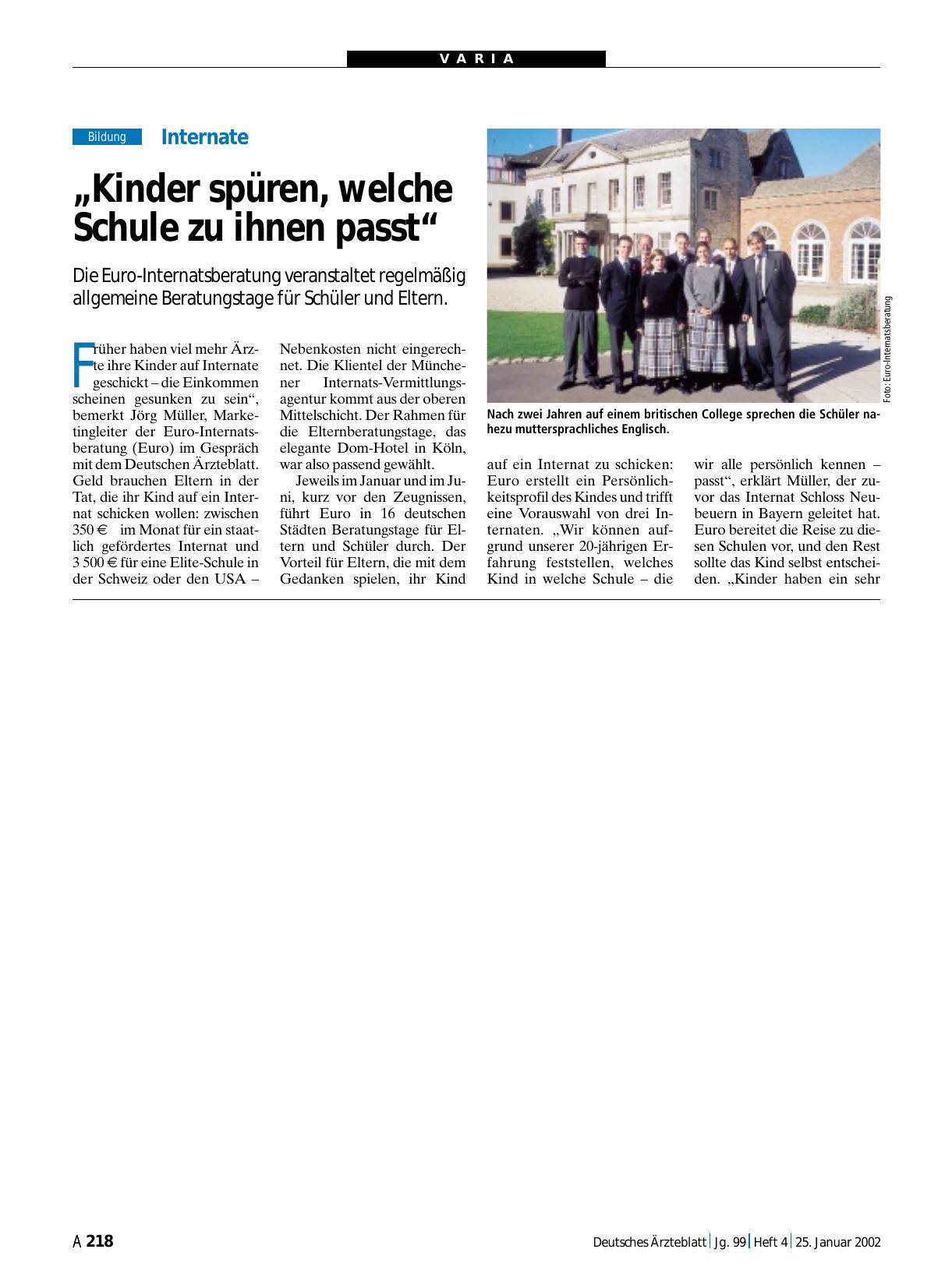 Vorschauseite 1: Internate: „Kinder spüren, welche Schule zu ihnen passt“