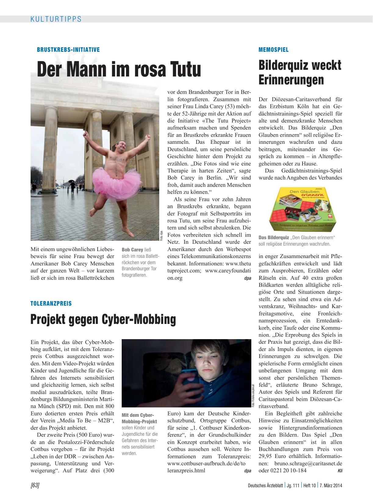 Vorschauseite 1: Brustkrebs-Initiative: Der Mann im rosa Tutu
