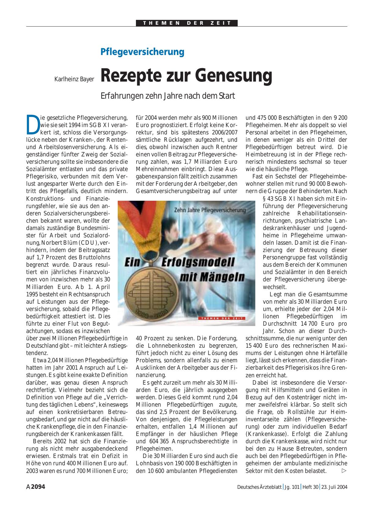 Vorschauseite 1: Pflegeversicherung: Rezepte zur Genesung