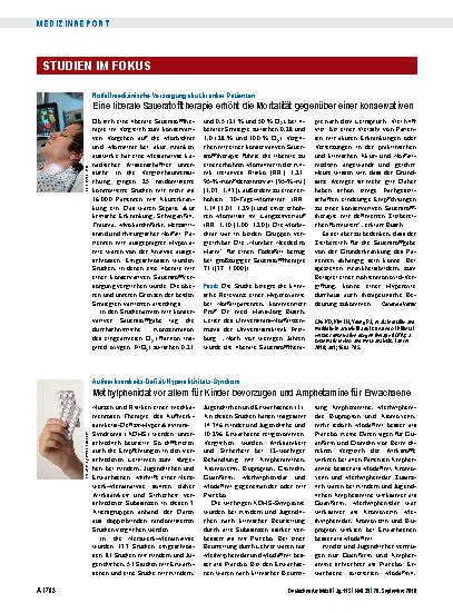 Vorschauseite 1: Aufmerksamkeits-Defizit-Hyperaktivitäts-Syndrom: Methylphenidat vor allem für Kinder bevorzugen und Amphetamine für Erwachsene
