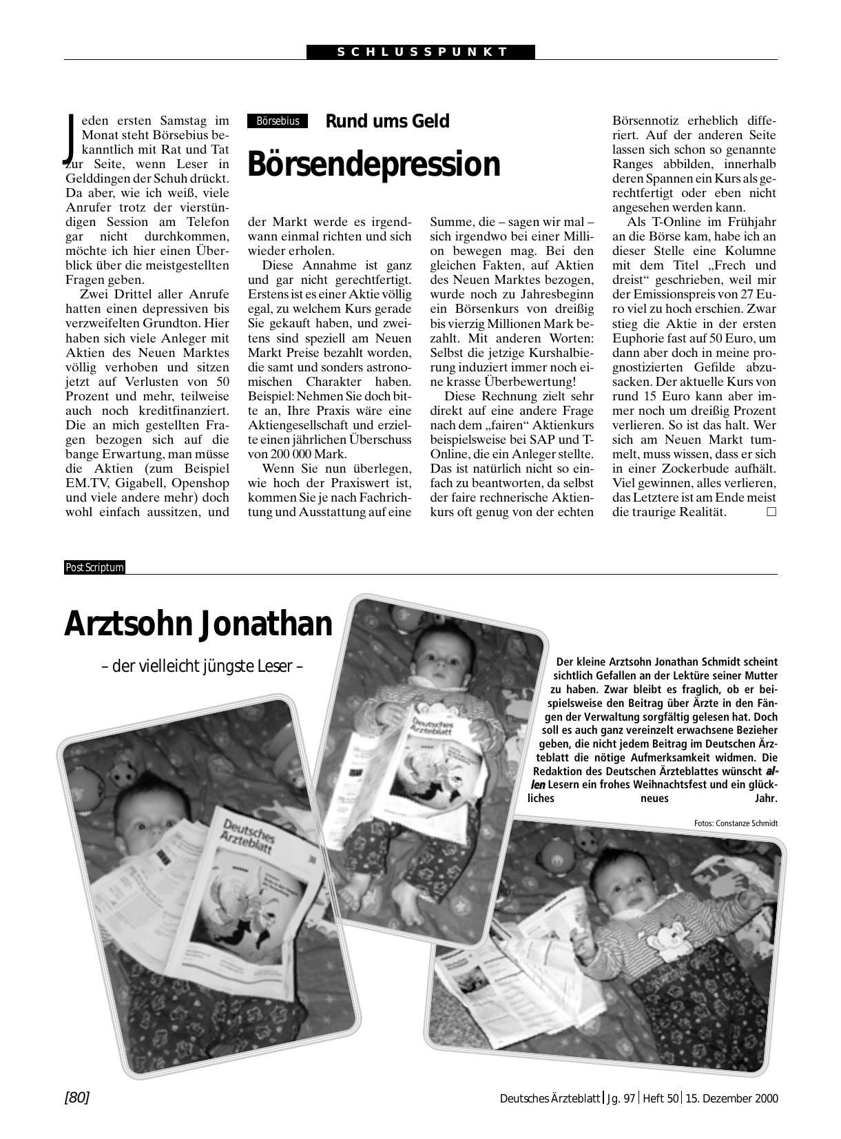Vorschauseite 1: Arztsohn Jonathan: – der vielleicht jüngste Leser –