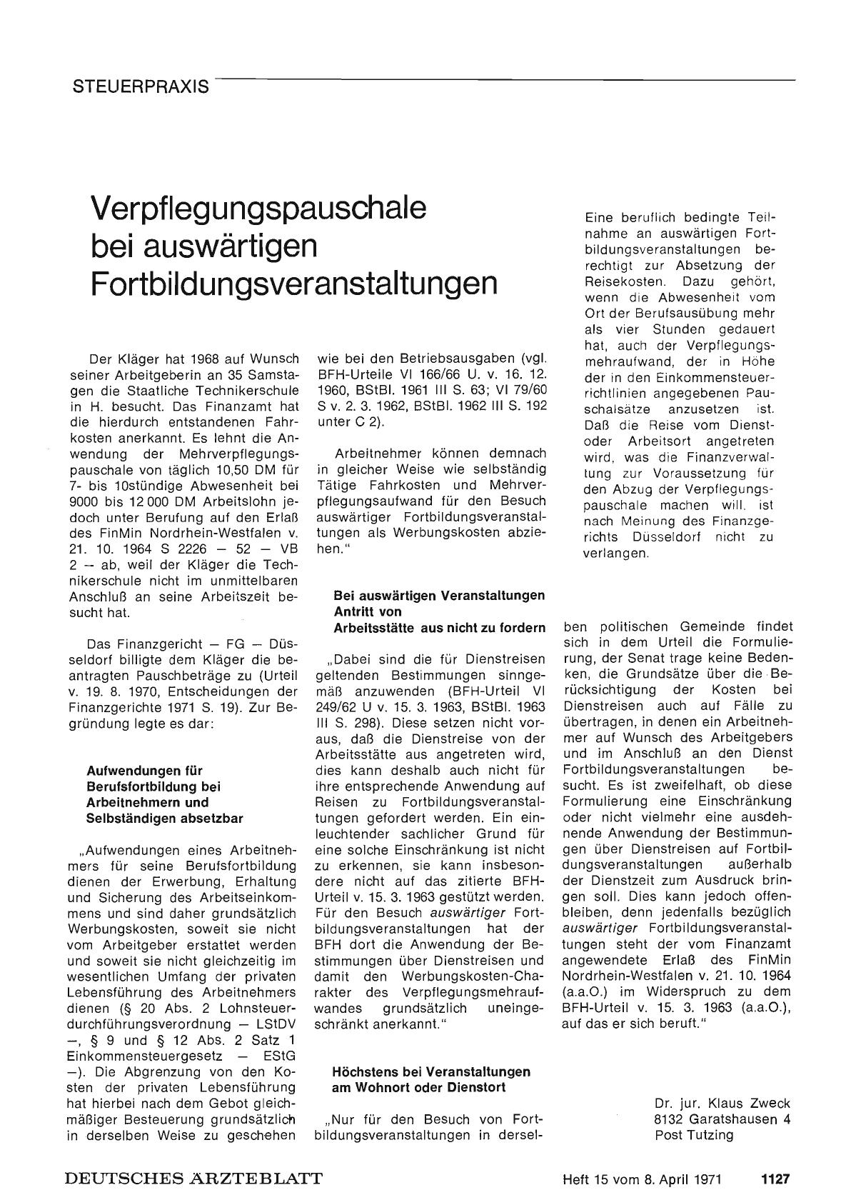 Vorschauseite 1: Verpflegungspauschale bei auswärtigen Fortbildungsveranstaltungen