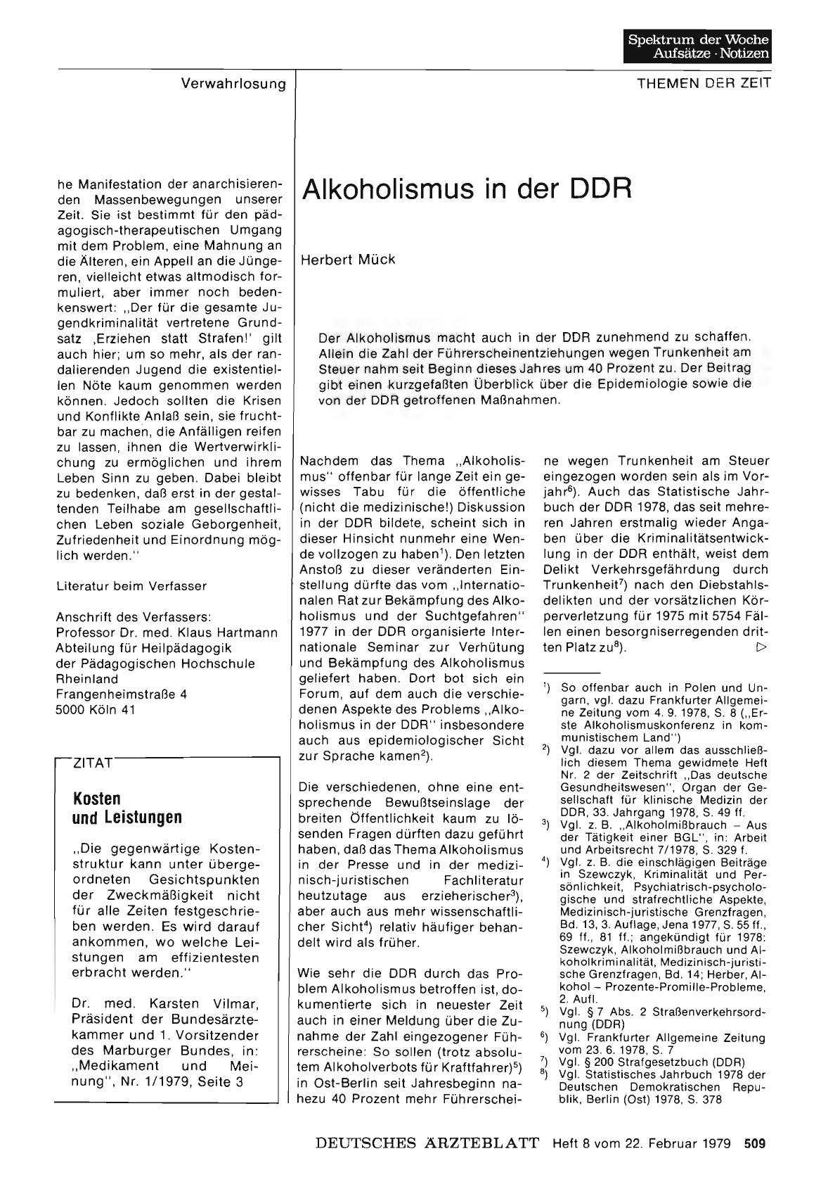 Vorschauseite 1: Alkoholismus in der DDR