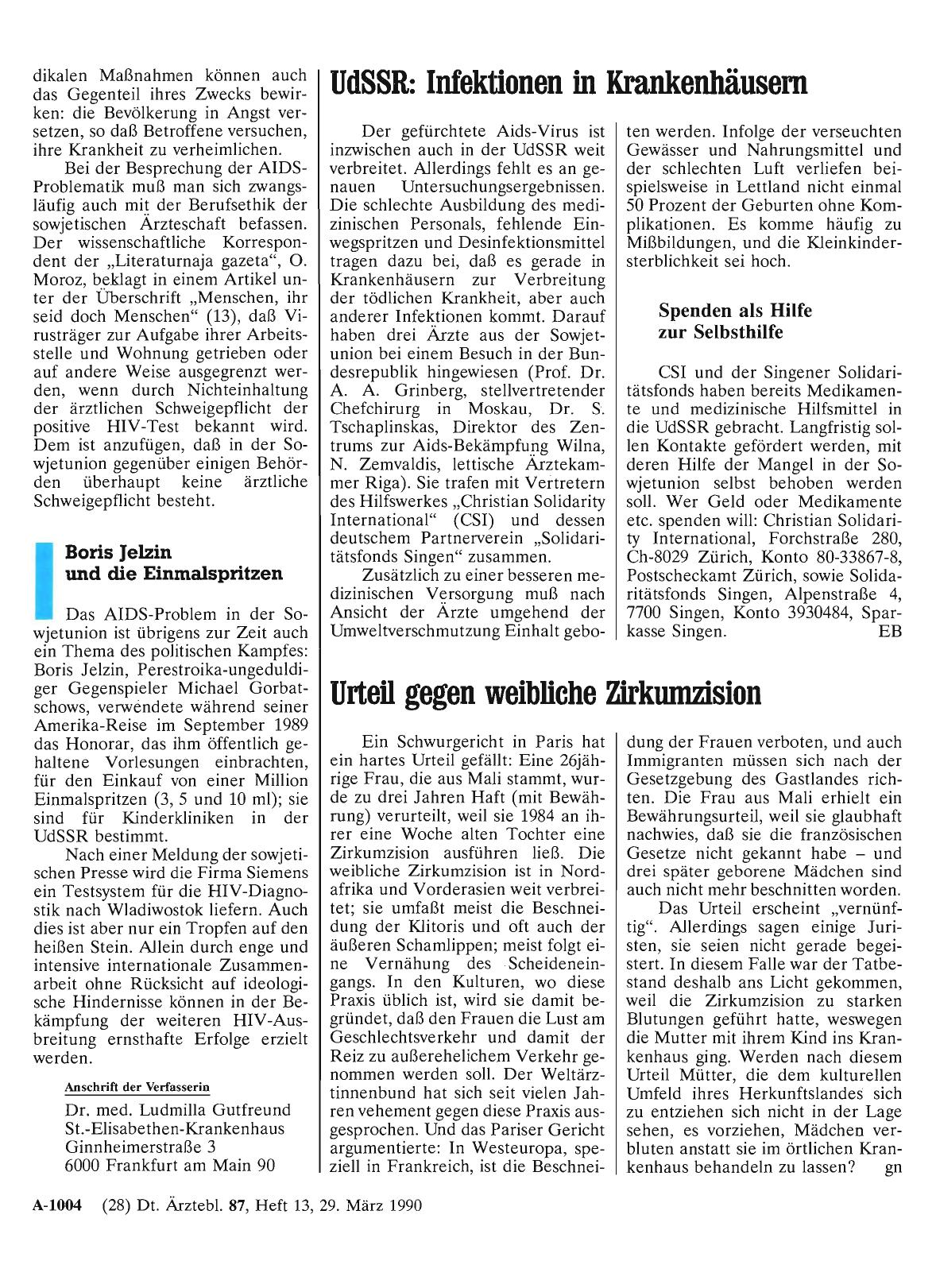 Vorschauseite 1: UdSSR: Infektionen in Krankenhäusern