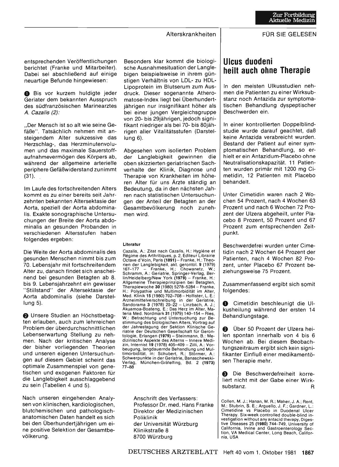 Vorschauseite 1: Ulcus duodeni heilt auch ohne Therapie
