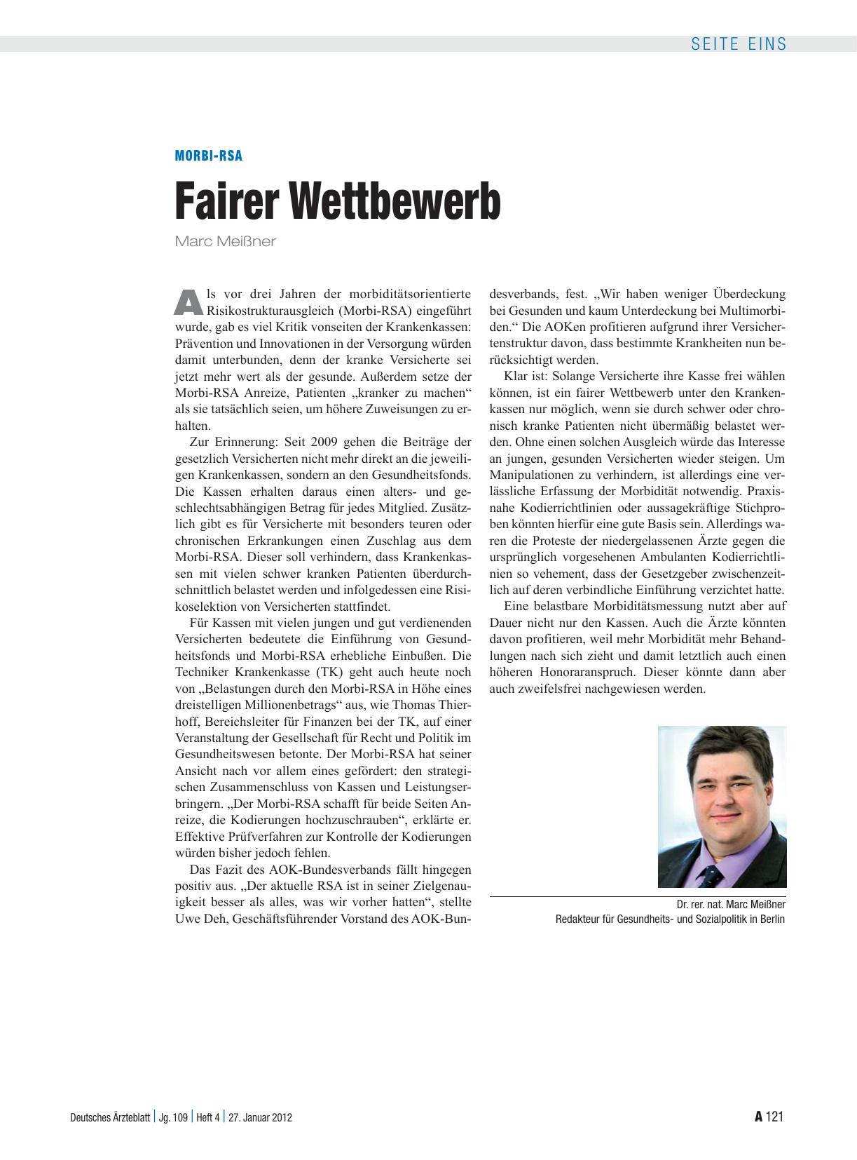 Vorschauseite 1: Morbi-RSA: Fairer Wettbewerb