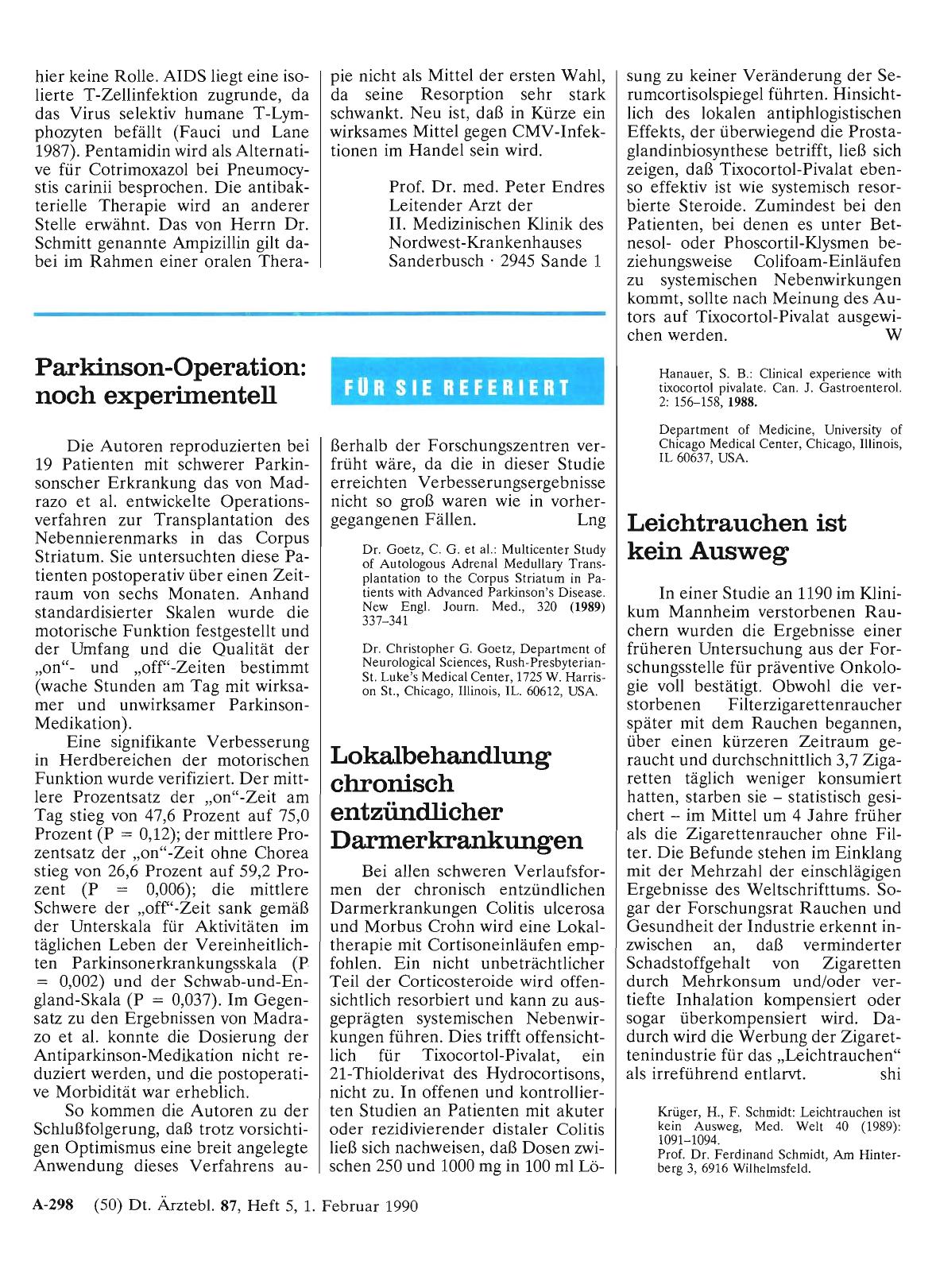Vorschauseite 1: Parkinson-Operation: noch experimentell