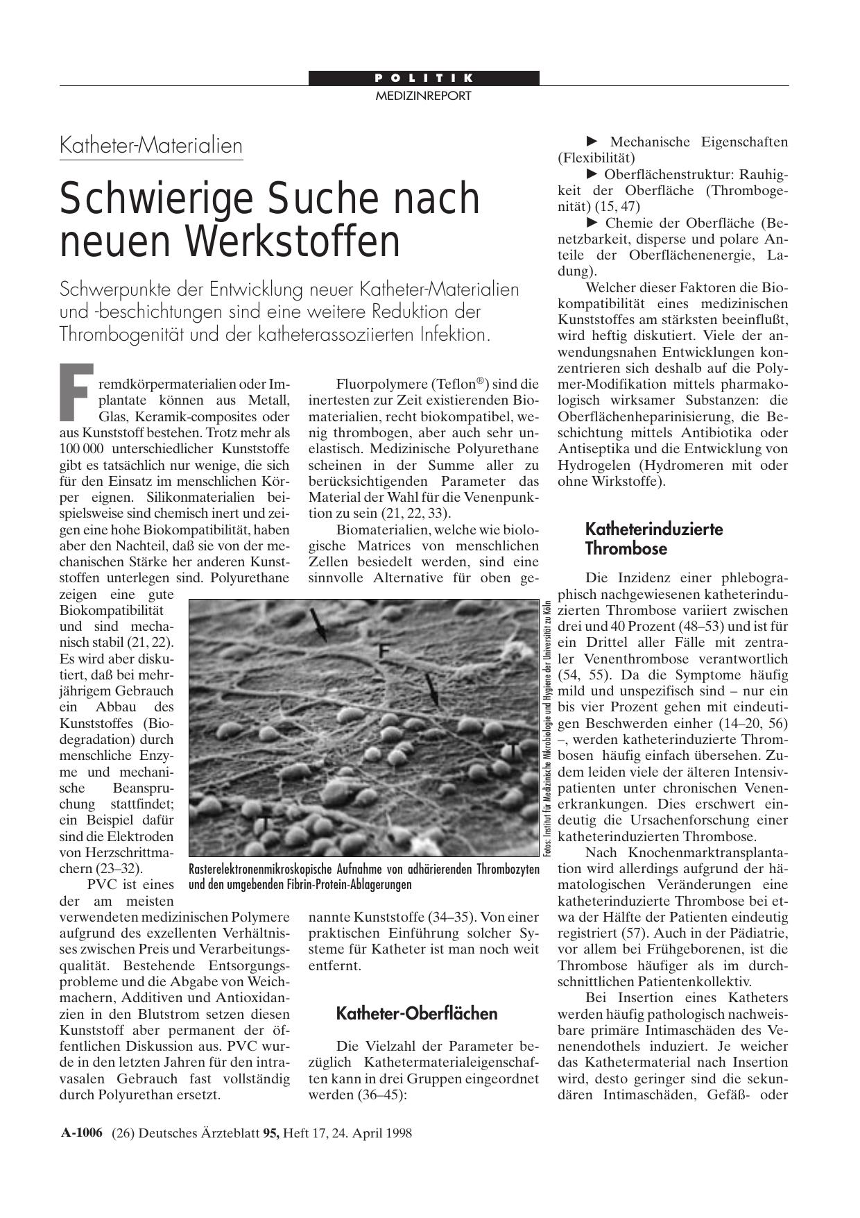 Vorschauseite 1: Katheter-Materialien: Schwierige Suche nach neuen Werkstoffen