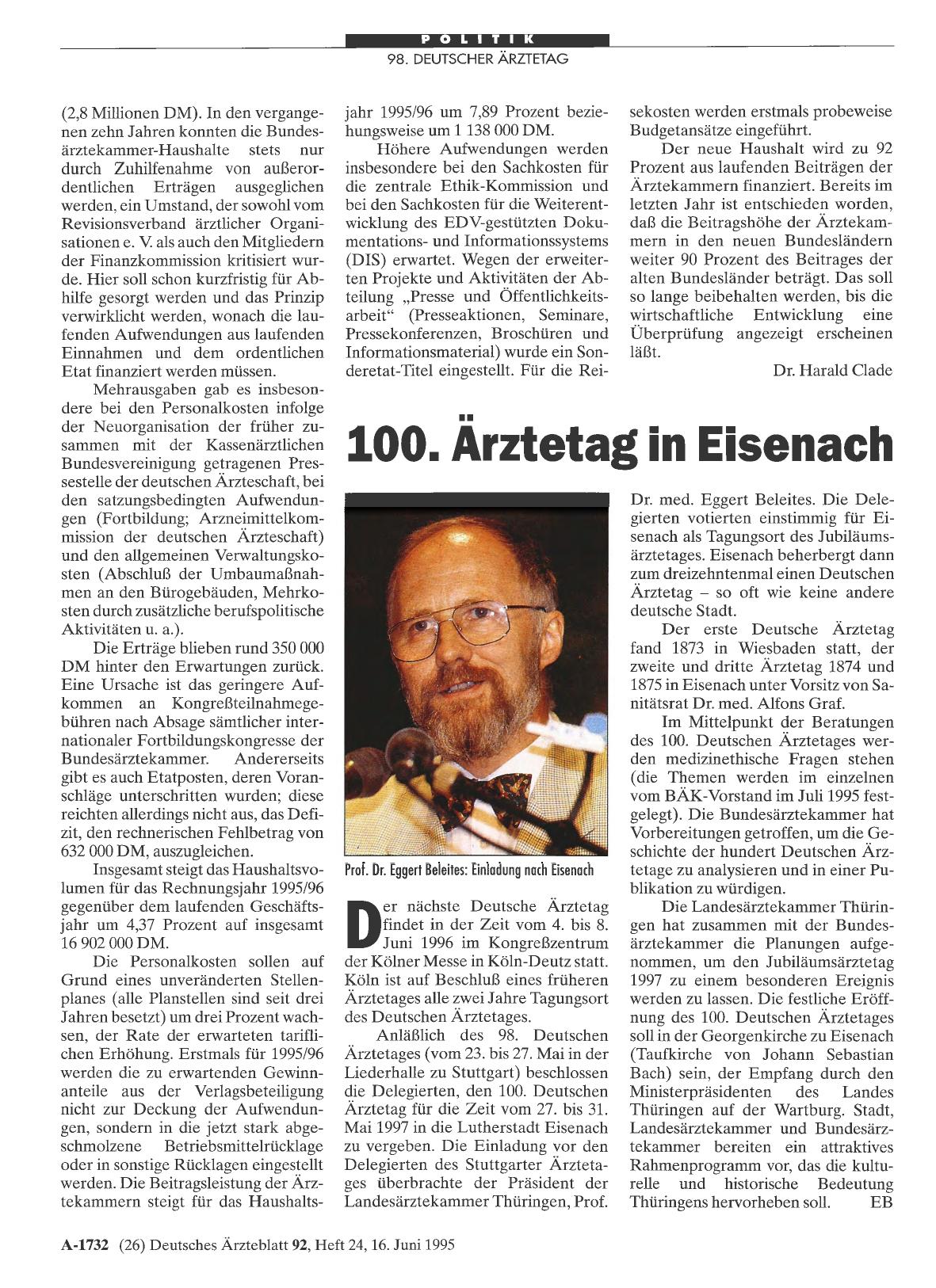 Vorschauseite 1: 100. Ärztetag in Eisenach