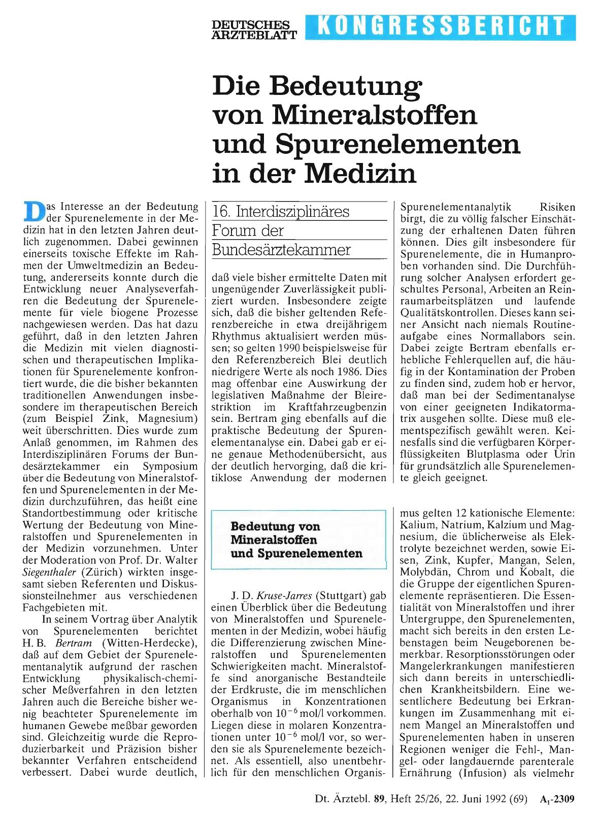 Vorschauseite 1: Die Bedeutung von Mineralstoffen und Spurenelementen in der Medizin