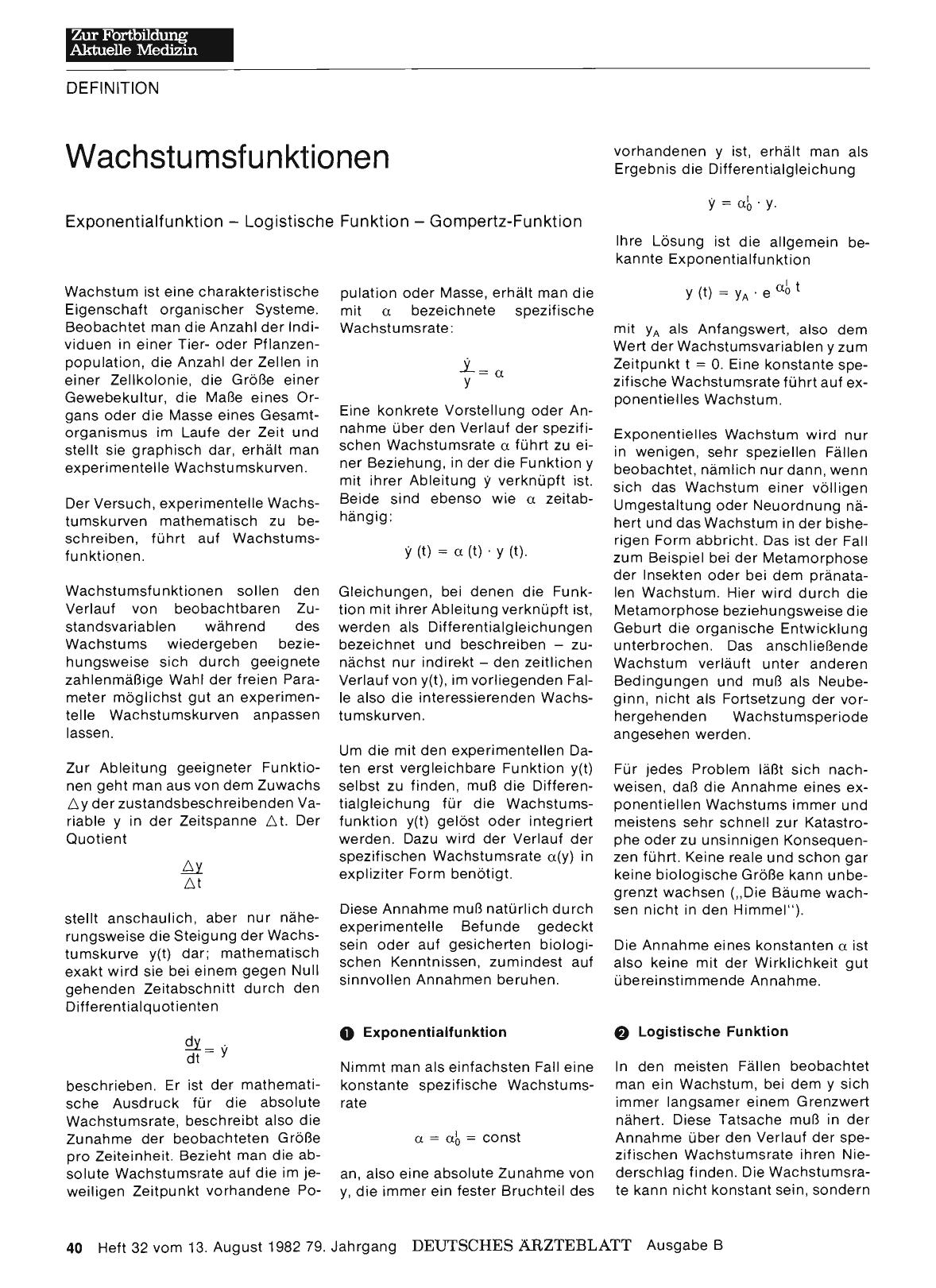 Vorschauseite 1: Wachstumsfunktionen: Exponentialfunktion — Logistische Funktion — Gompertz-Funktion
