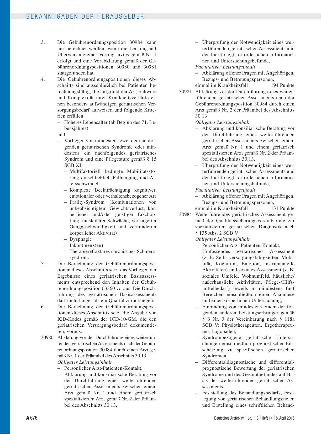 Vorschauseite 2: Beschluss des Bewertungsausschusses nach § 87 Abs. 1 Satz 1 SGB V in seiner 372. Sitzung am 11. März 2016 zur Änderung des Einheitlichen Bewertungsmaßstabes (EBM)
