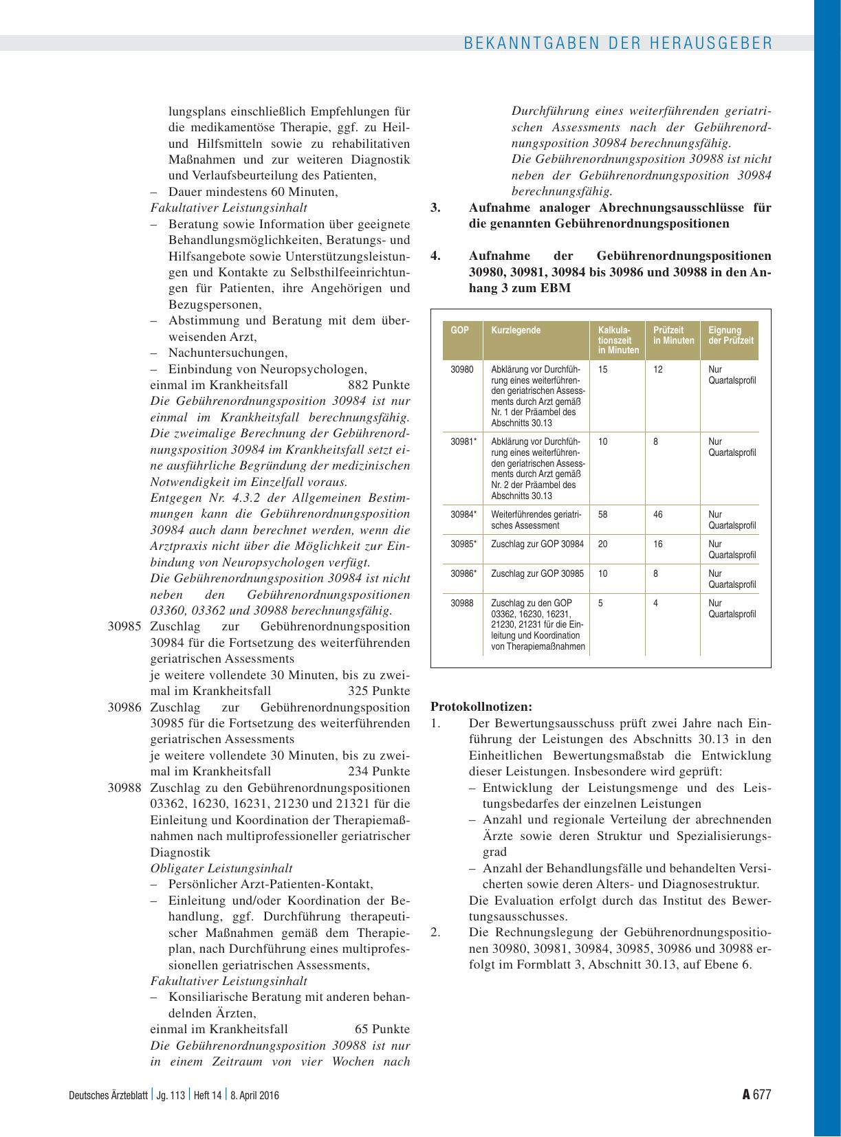 Vorschauseite 3: Beschluss des Bewertungsausschusses nach § 87 Abs. 1 Satz 1 SGB V in seiner 372. Sitzung am 11. März 2016 zur Änderung des Einheitlichen Bewertungsmaßstabes (EBM)