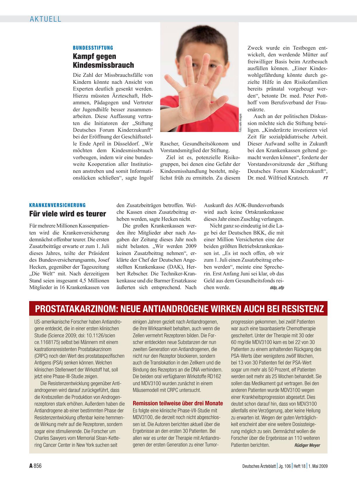 Vorschauseite 1: Bundesstiftung: Kampf gegen Kindesmissbrauch