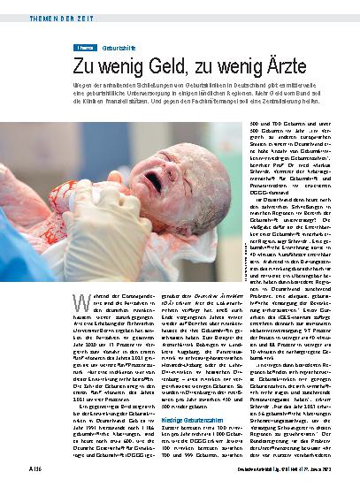 Vorschauseite 1: Geburtshilfe: Zu wenig Geld, zu wenig Ärzte
