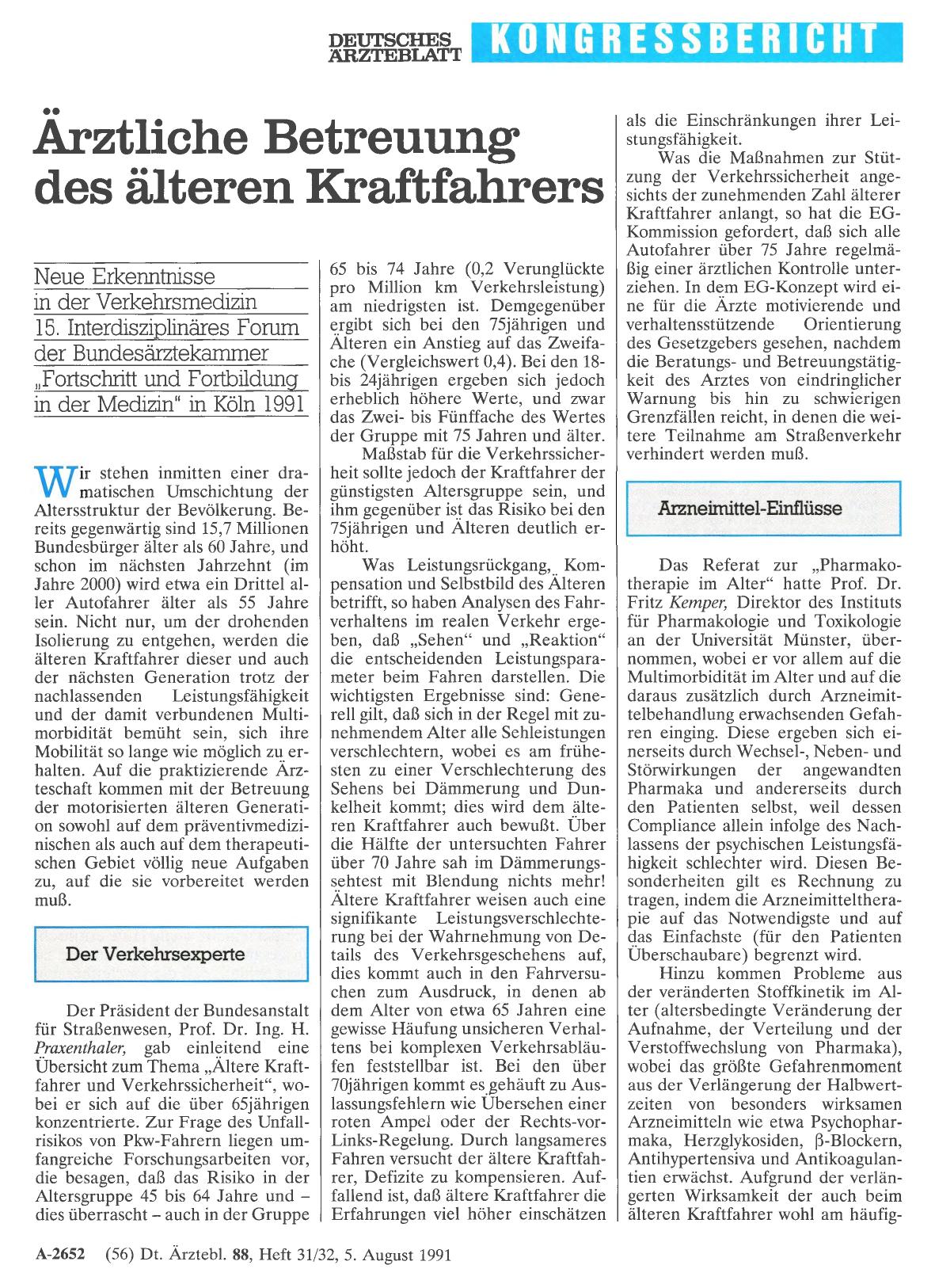 Vorschauseite 1: Ärztliche Betreuung des älteren Kraftfahrers