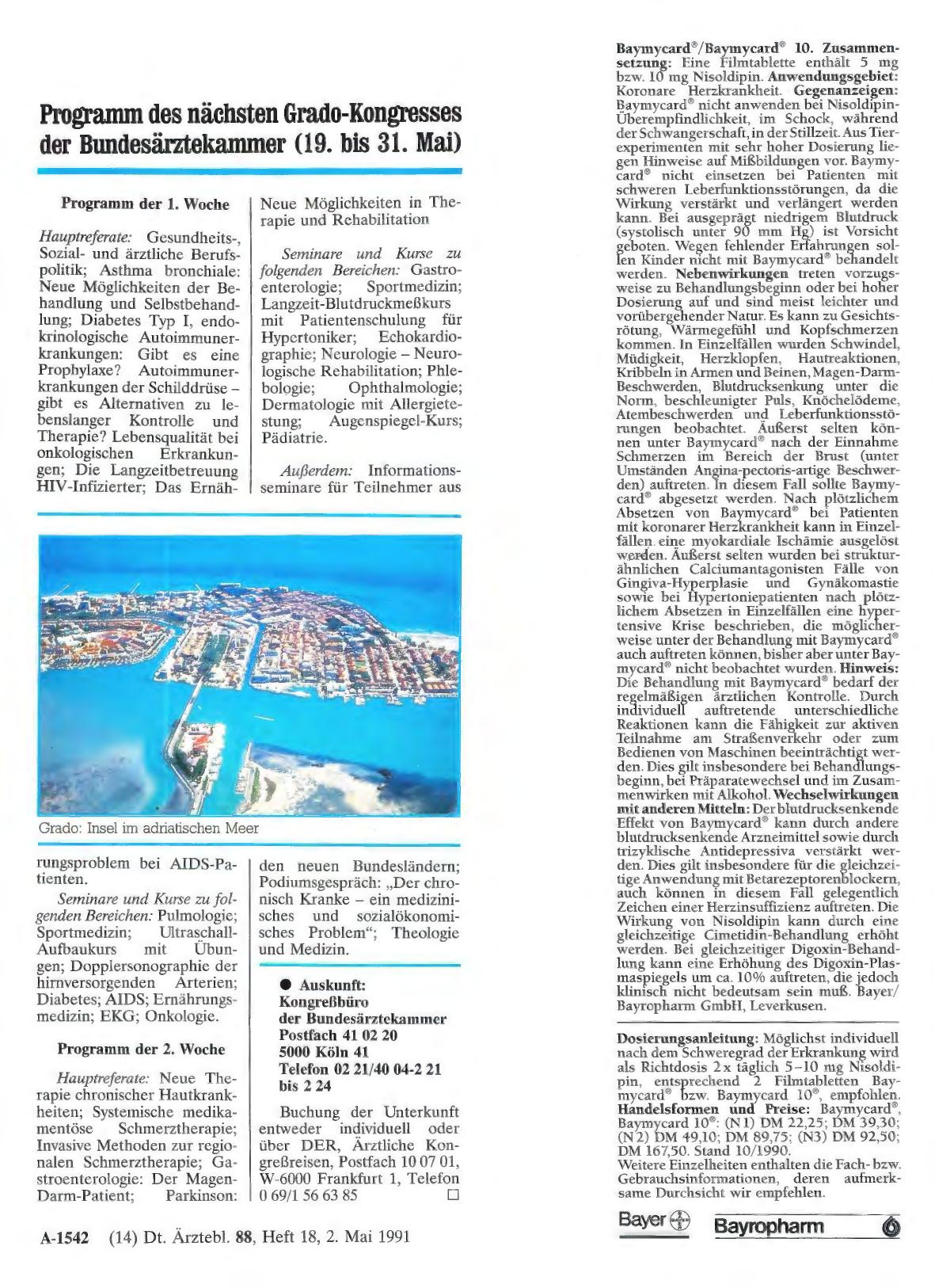 Vorschauseite 1: Programm des nächsten Grado-Kongresses der Bundesärztekammer (19. bis 31. Mai)
