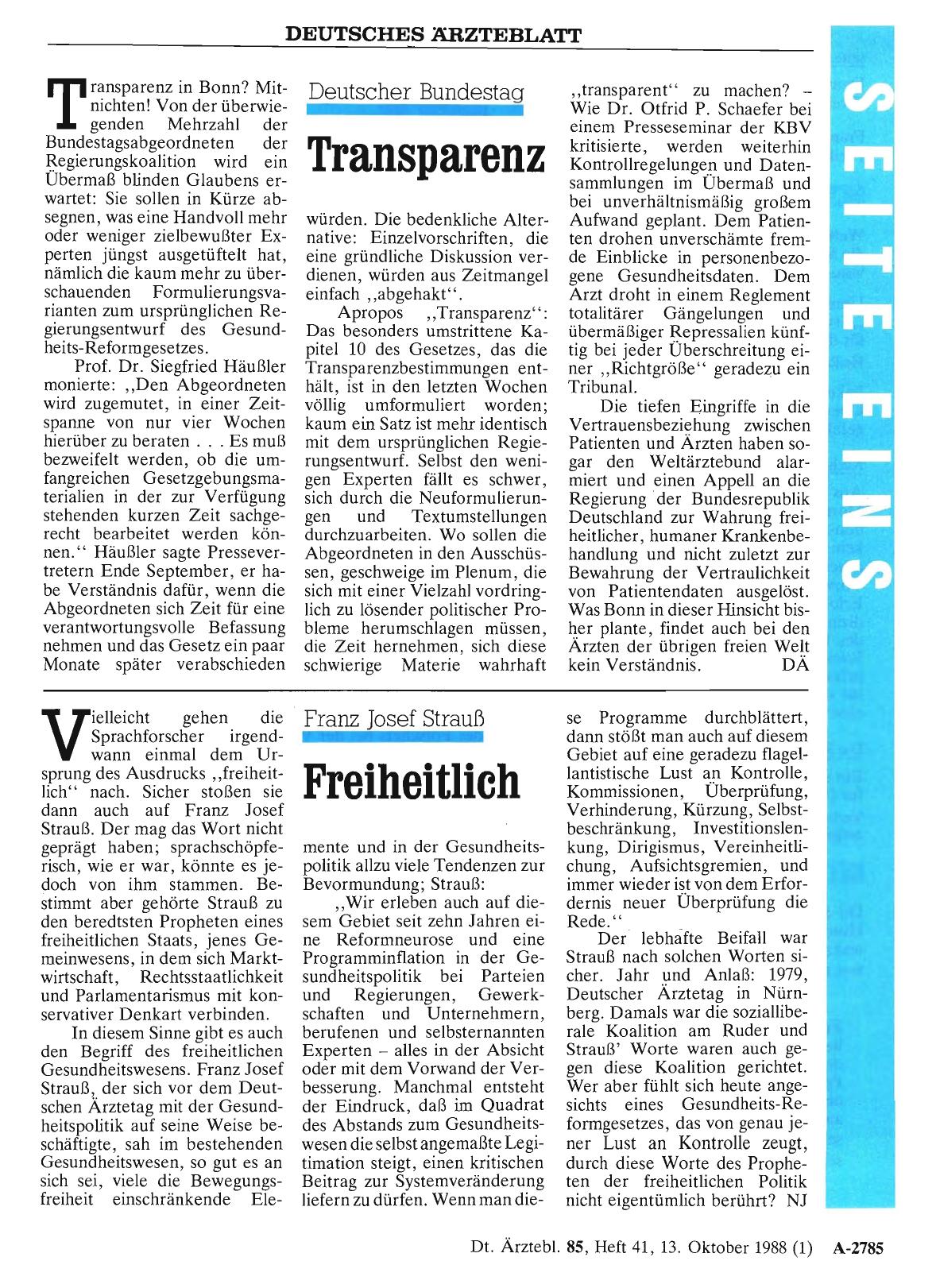 Vorschauseite 1: Deutscher Bundestag: Transparenz