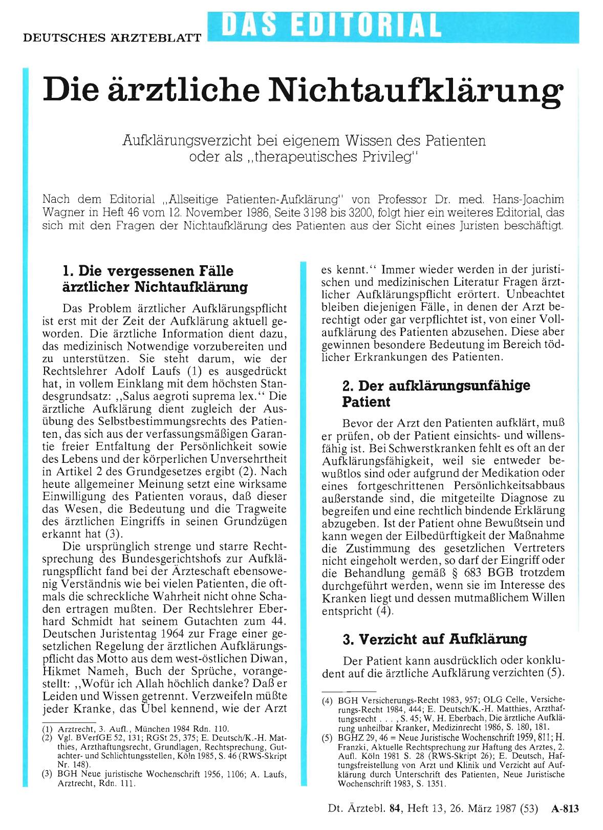 Vorschauseite 1: Die ärztliche Nichtaufklärung