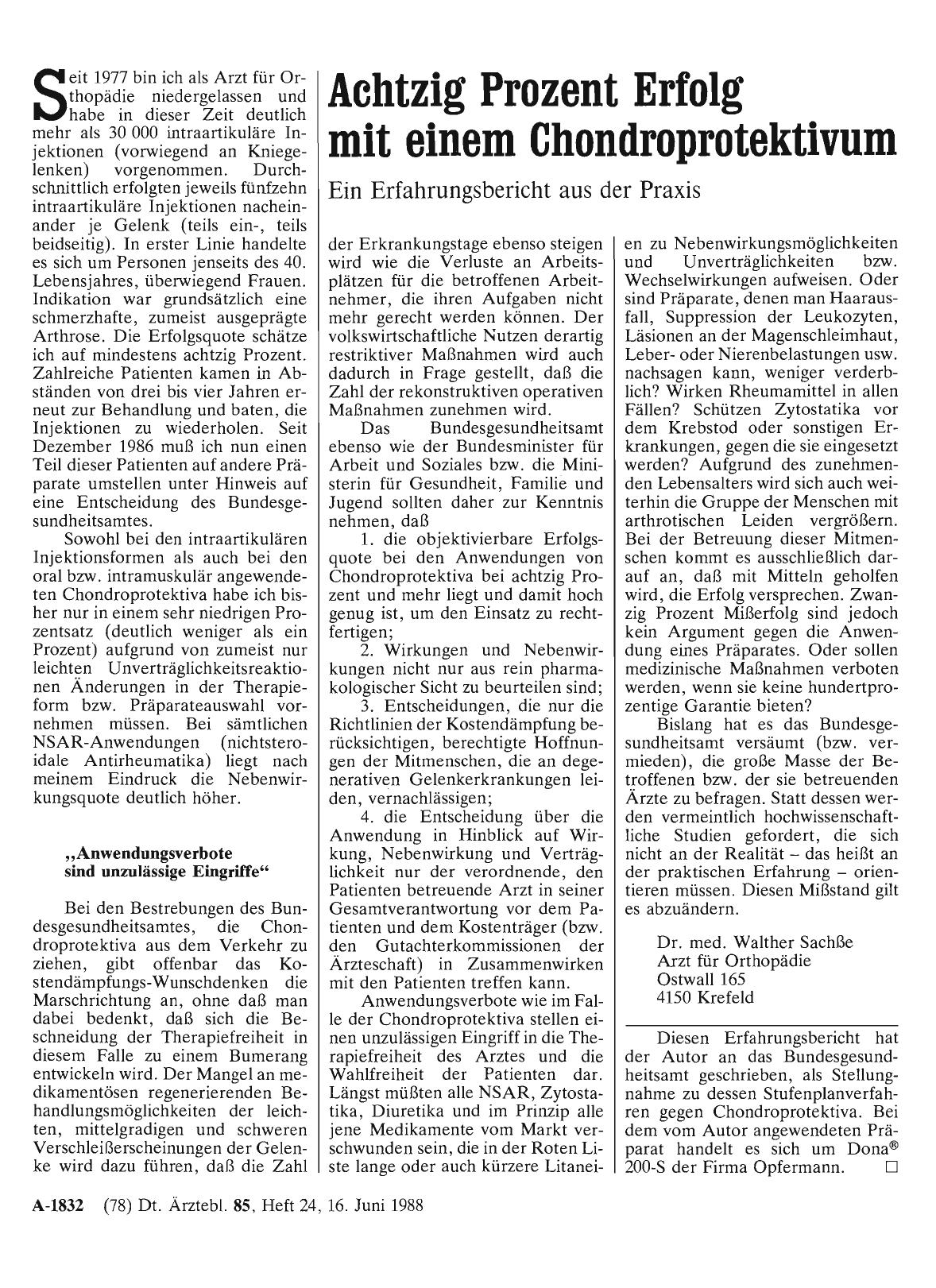 Vorschauseite 1: Achtzig Prozent Erfolg mit einem Chondroprotektivum