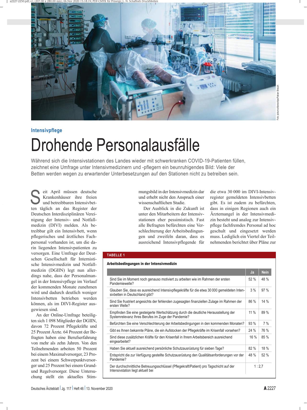 Vorschauseite 1: Intensivpflege: Drohende Personalausfälle