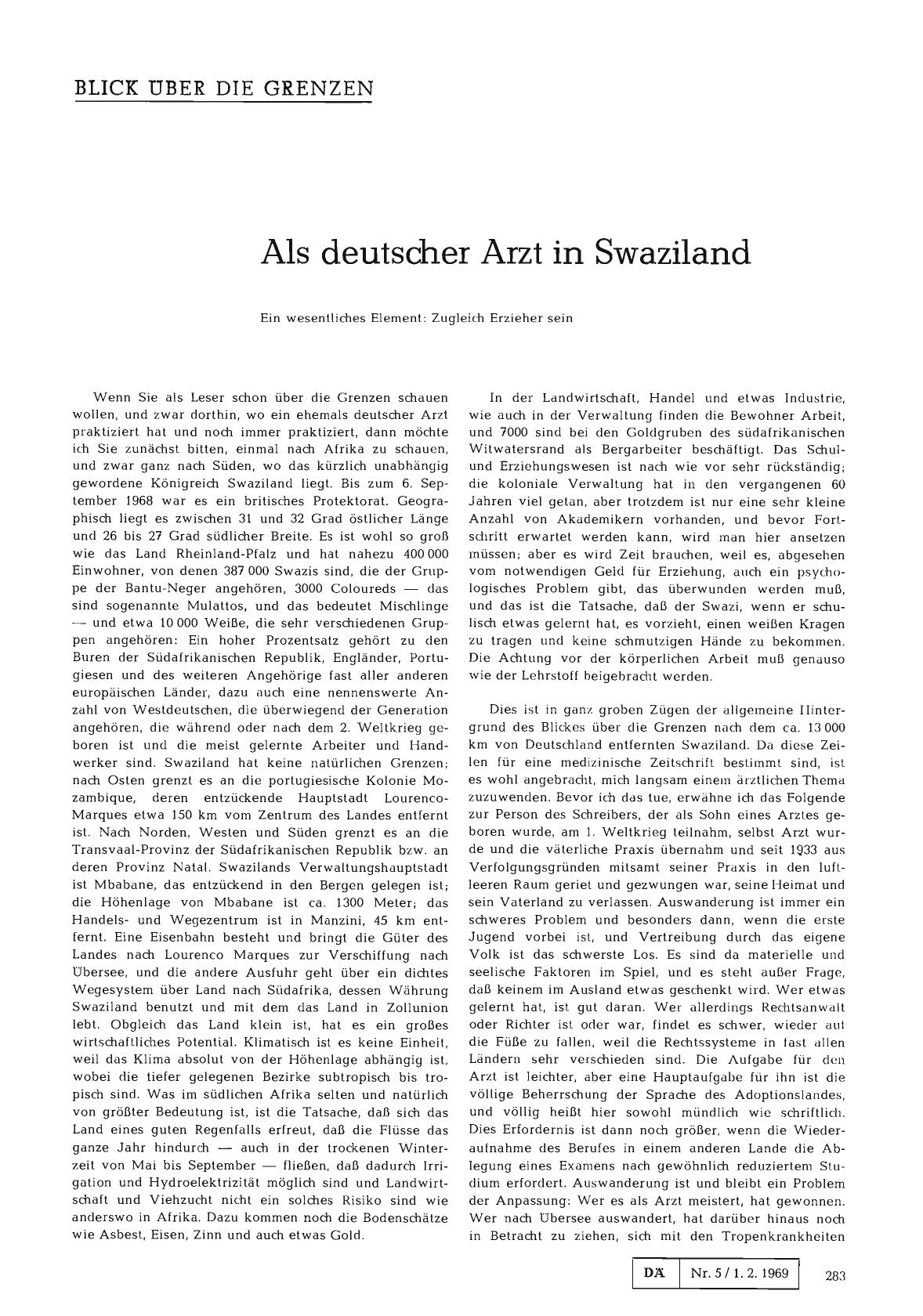 Vorschauseite 1: Als deutscher Arzt in Swaziland
