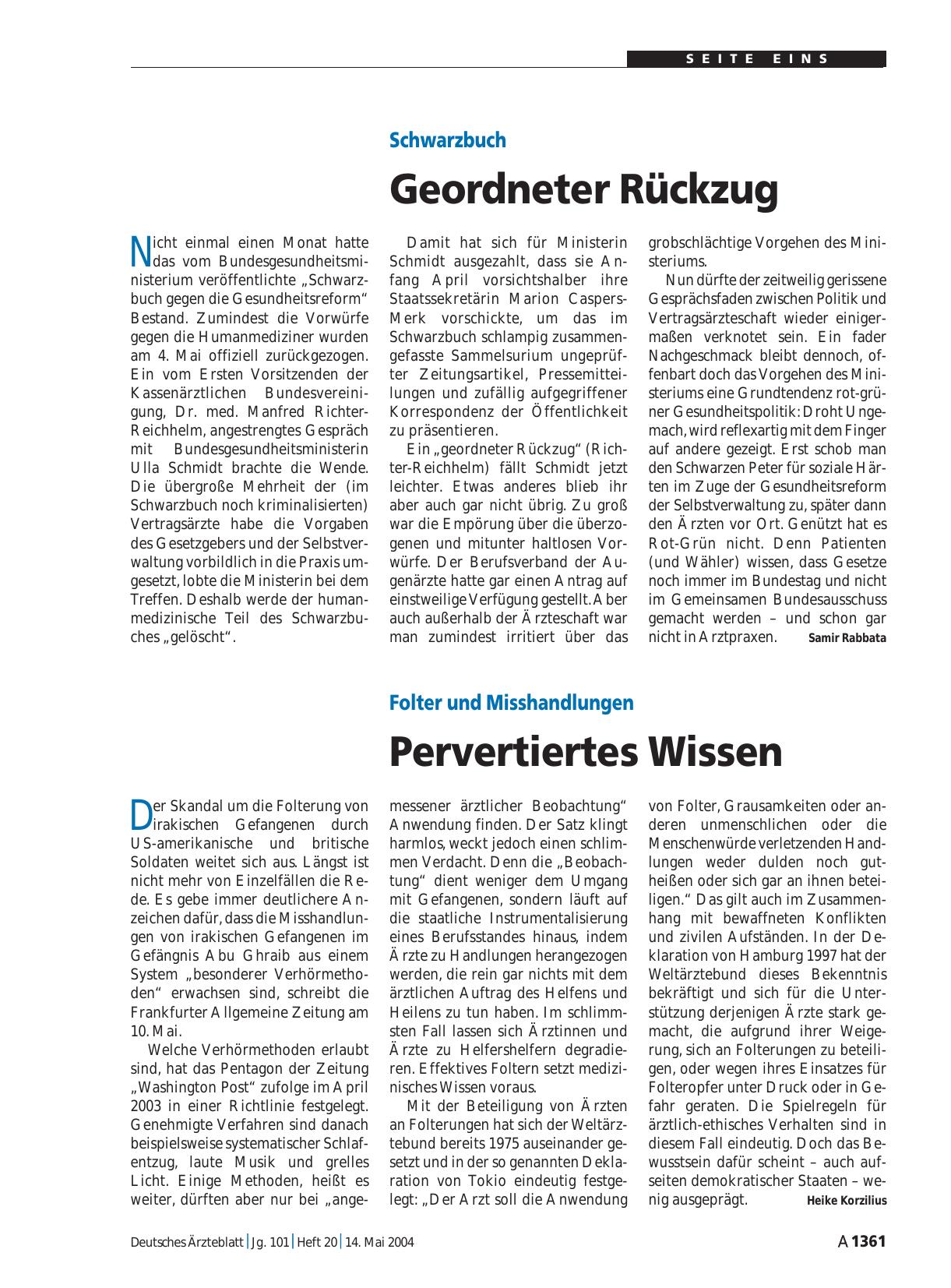 Vorschauseite 1: Folter und Misshandlungen: Pervertiertes Wissen