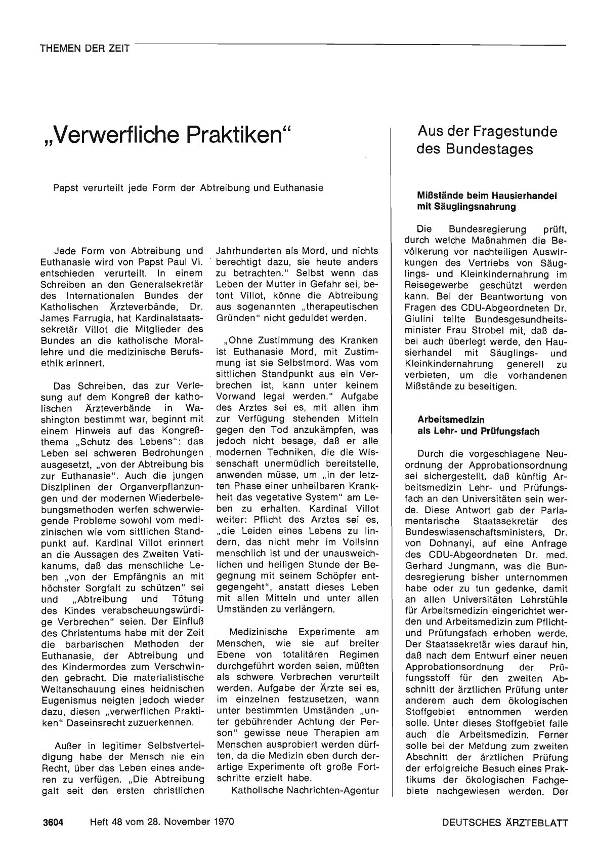 Vorschauseite 1: Aus der Fragestunde des Bundestages
