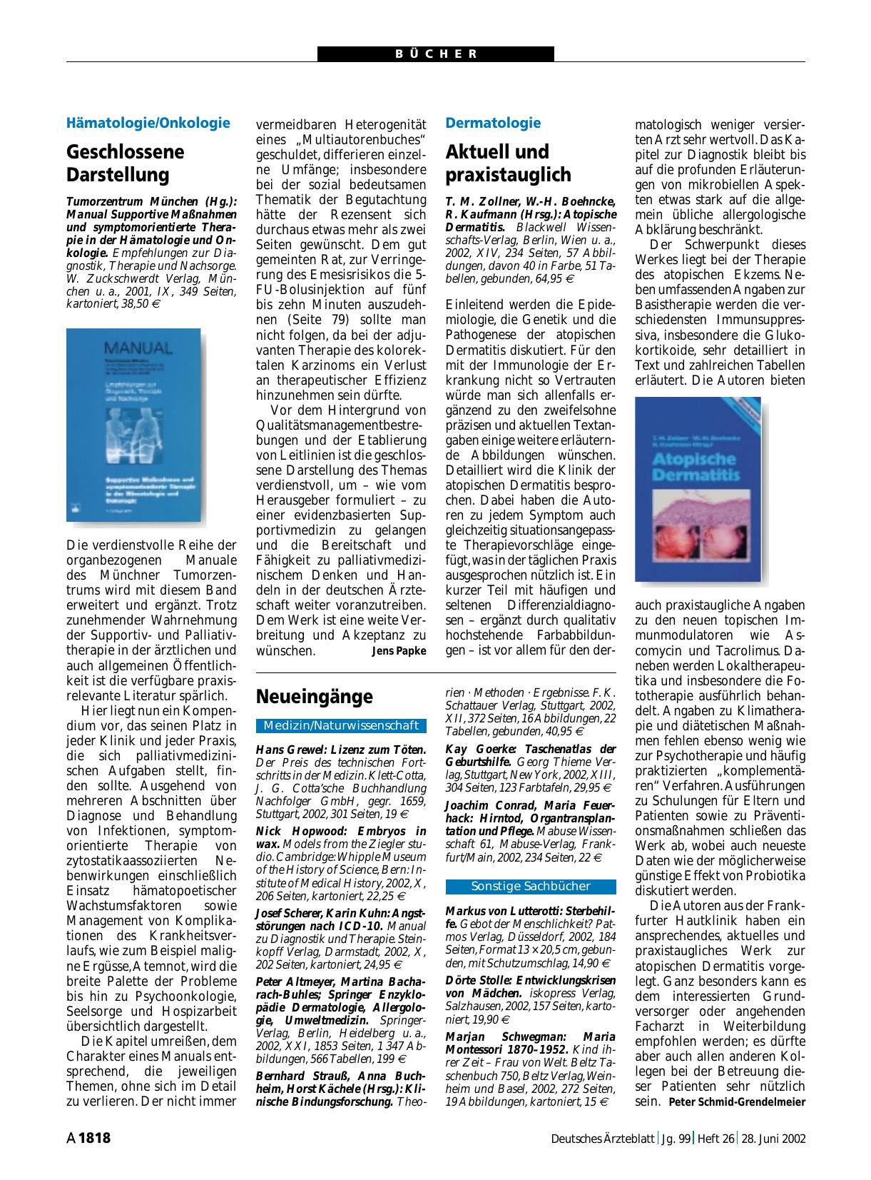 Vorschauseite 1: Manual Supportive Maßnahmen und symptomorientierte Therapie in der Hämatologie und Onkologie