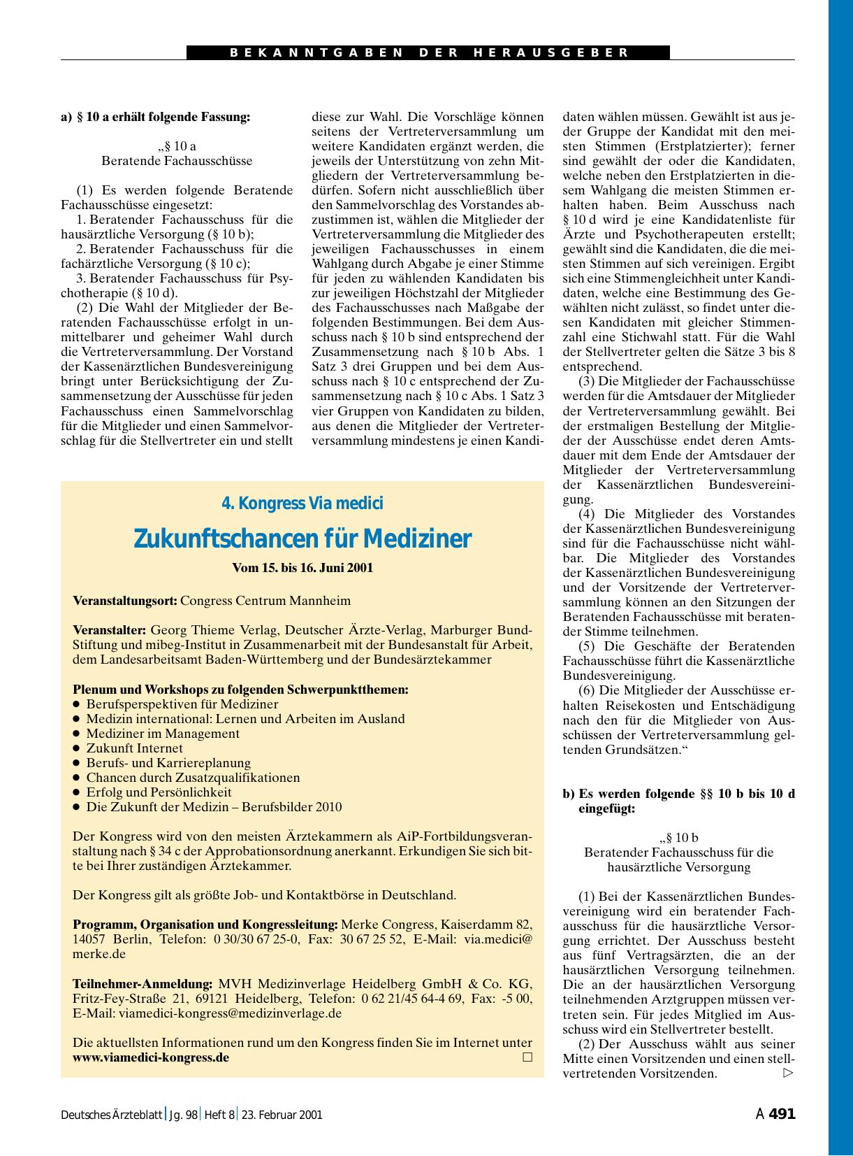 Vorschauseite 1: 4. Kongress Via medici: Zukunftschancen für Mediziner