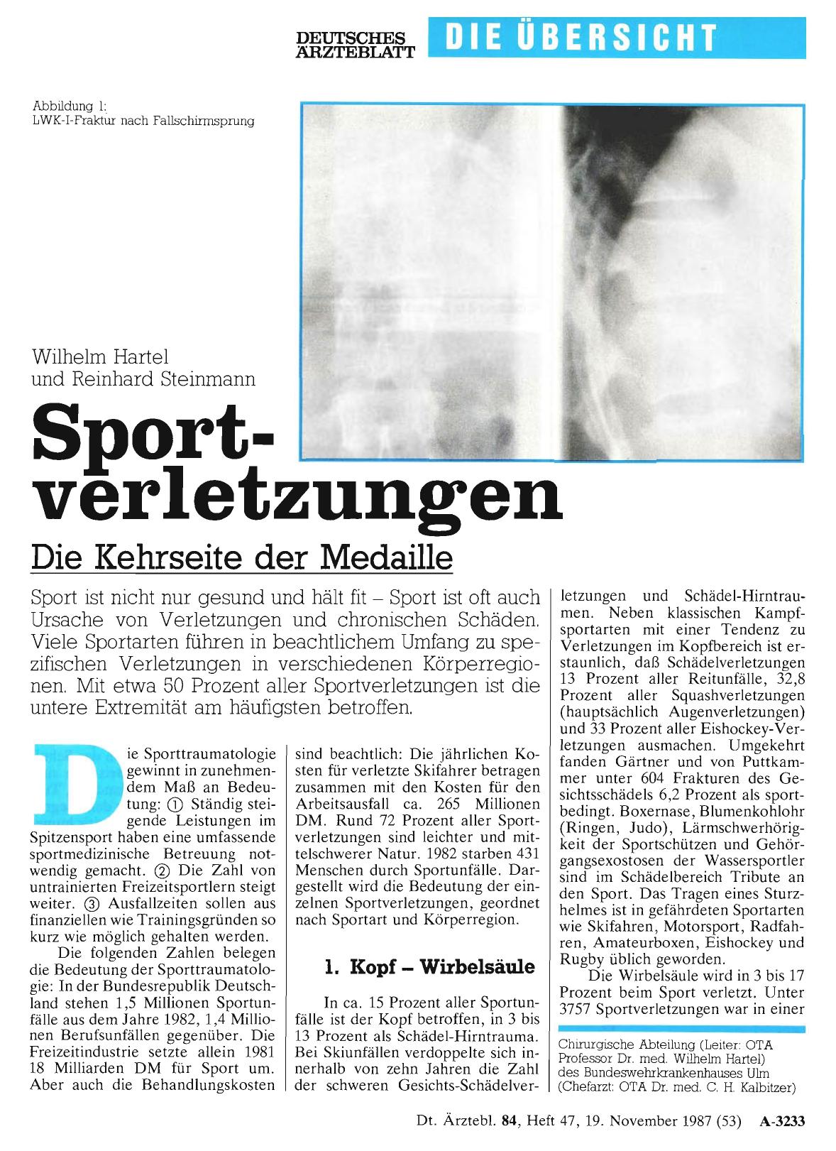 Vorschauseite 1: Sportverletzungen: Die Kehrseite der Medaille