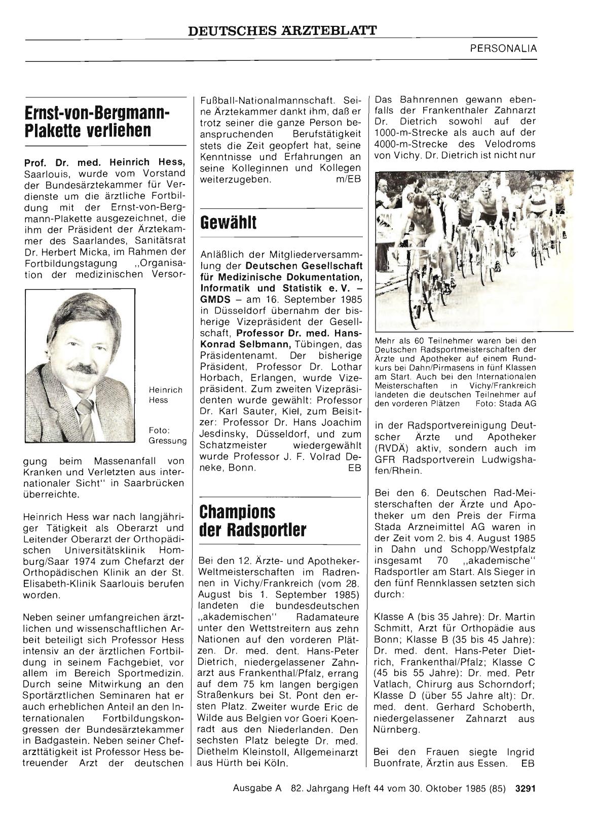 Vorschauseite 1: Ernst-von-Bergmann-Plakette verliehen