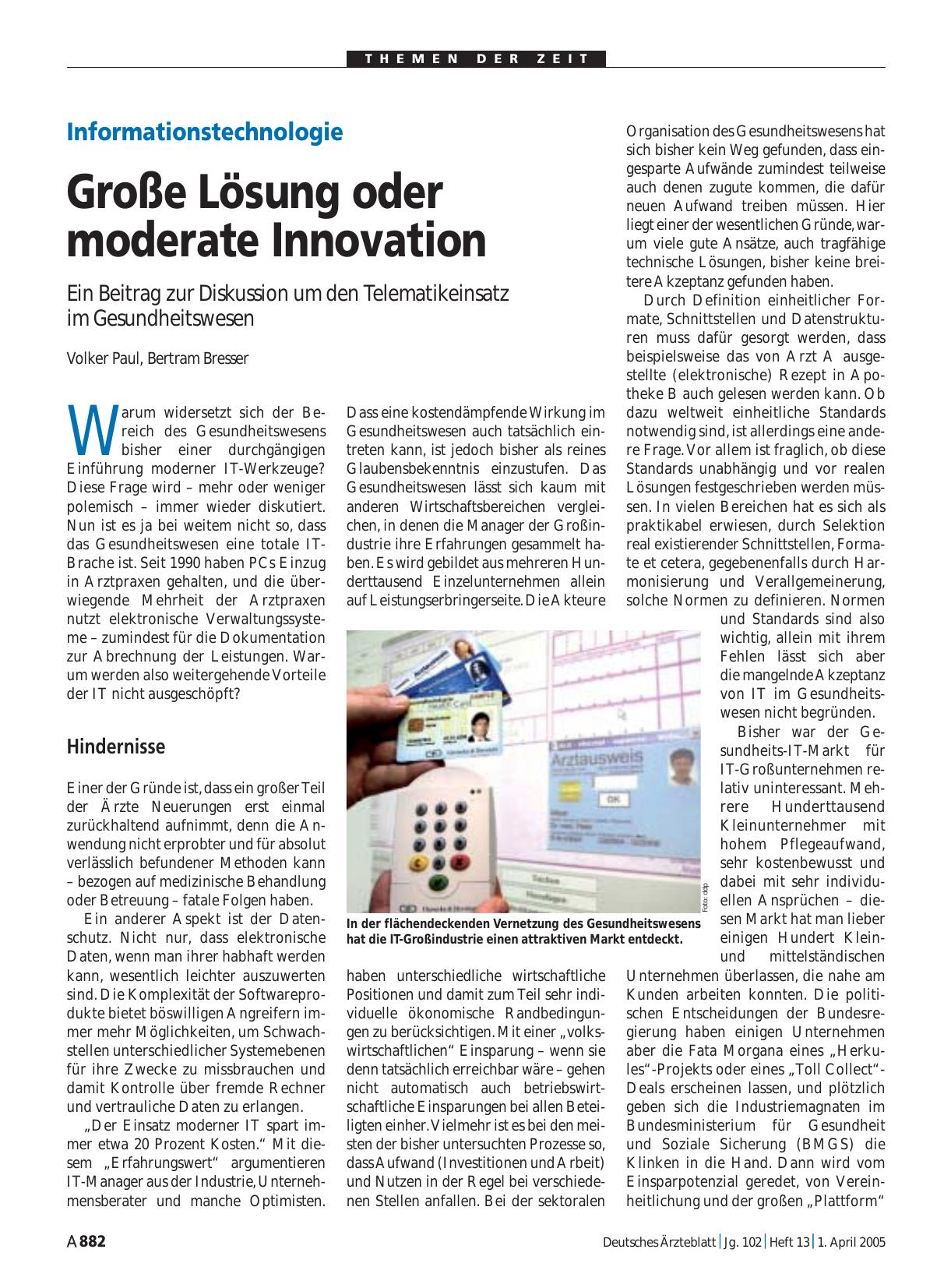 Vorschauseite 1: Informationstechnologie: Große Lösung oder moderate Innovation