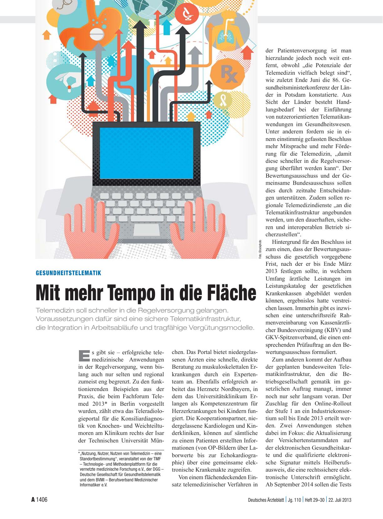Vorschauseite 1: Gesundheitstelematik: Mit mehr Tempo in die Fläche
