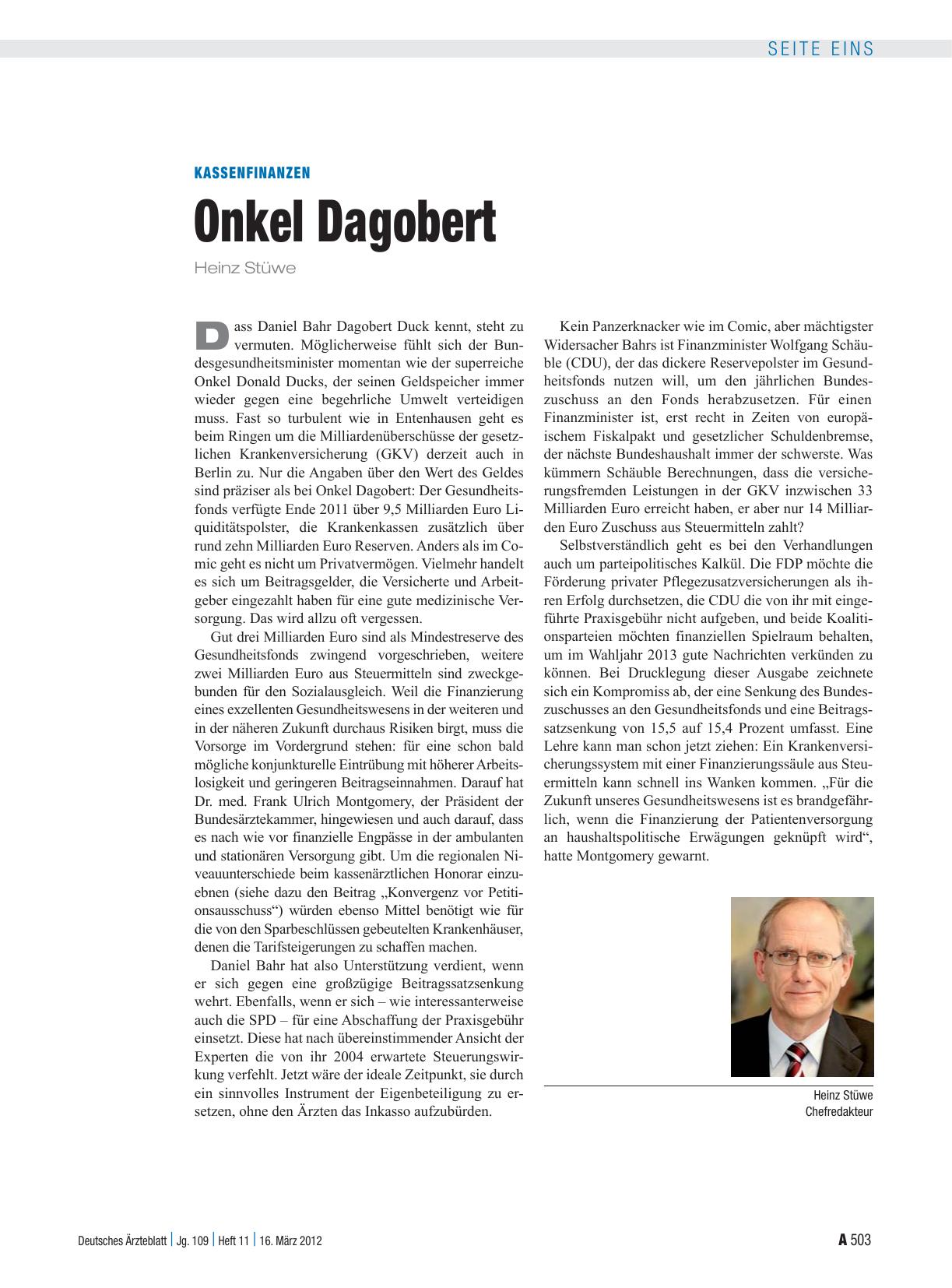 Vorschauseite 1: Kassenfinanzen: Onkel Dagobert