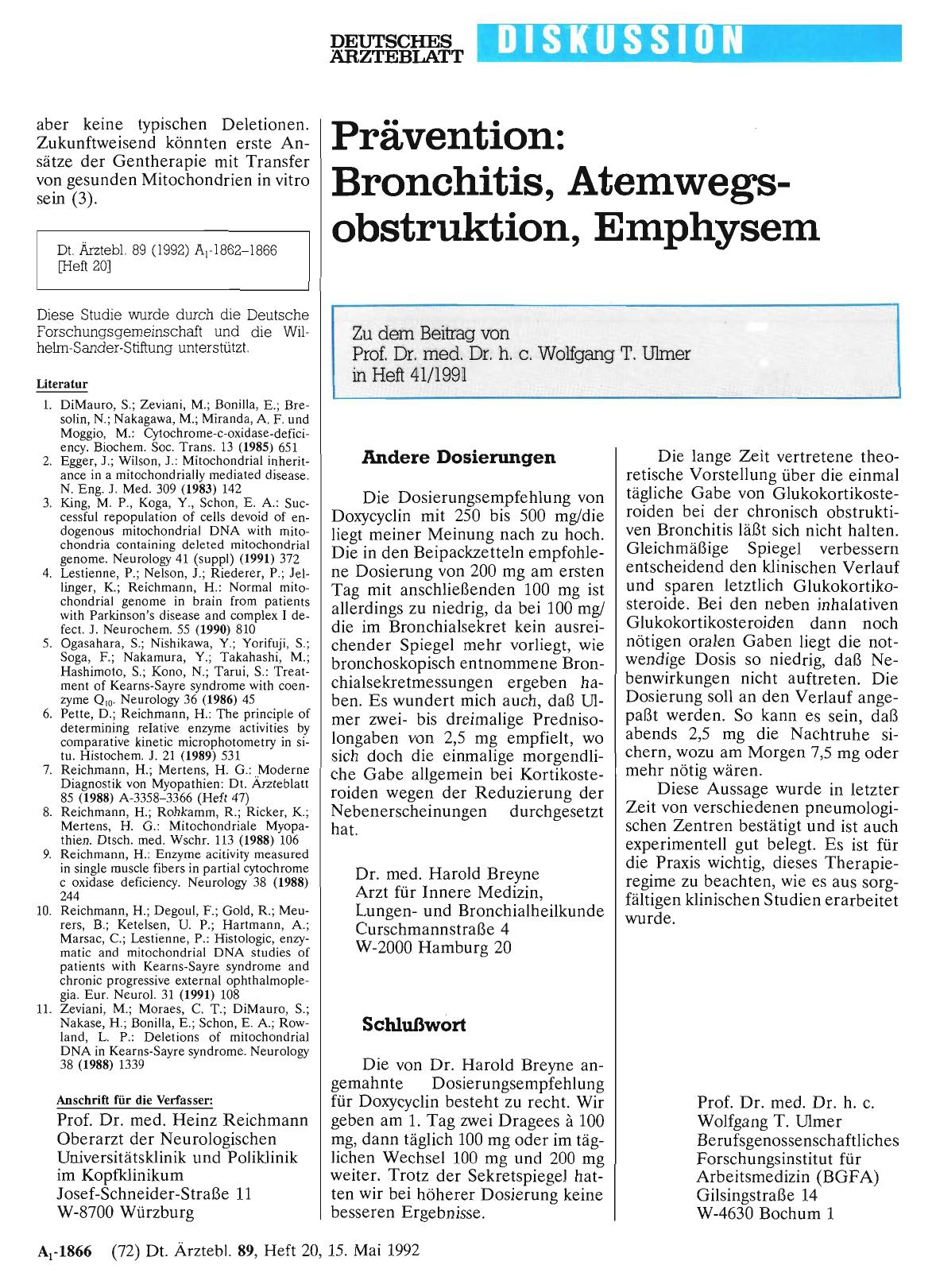 Vorschauseite 1: Prävention: Bronchitis, Atemwegsobstruktion, Emphysem: Schlußwort