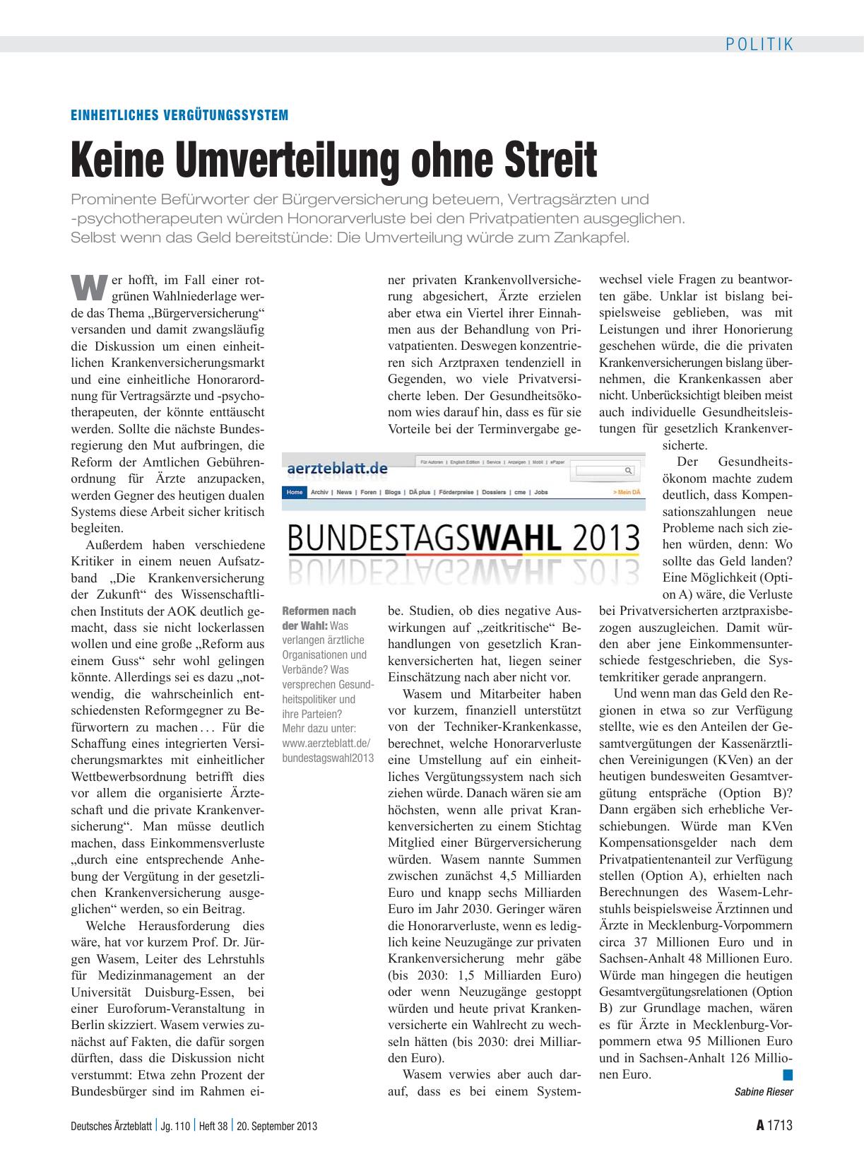 Vorschauseite 1: Einheitliches Vergütungssystem: Keine Umverteilung ohne Streit