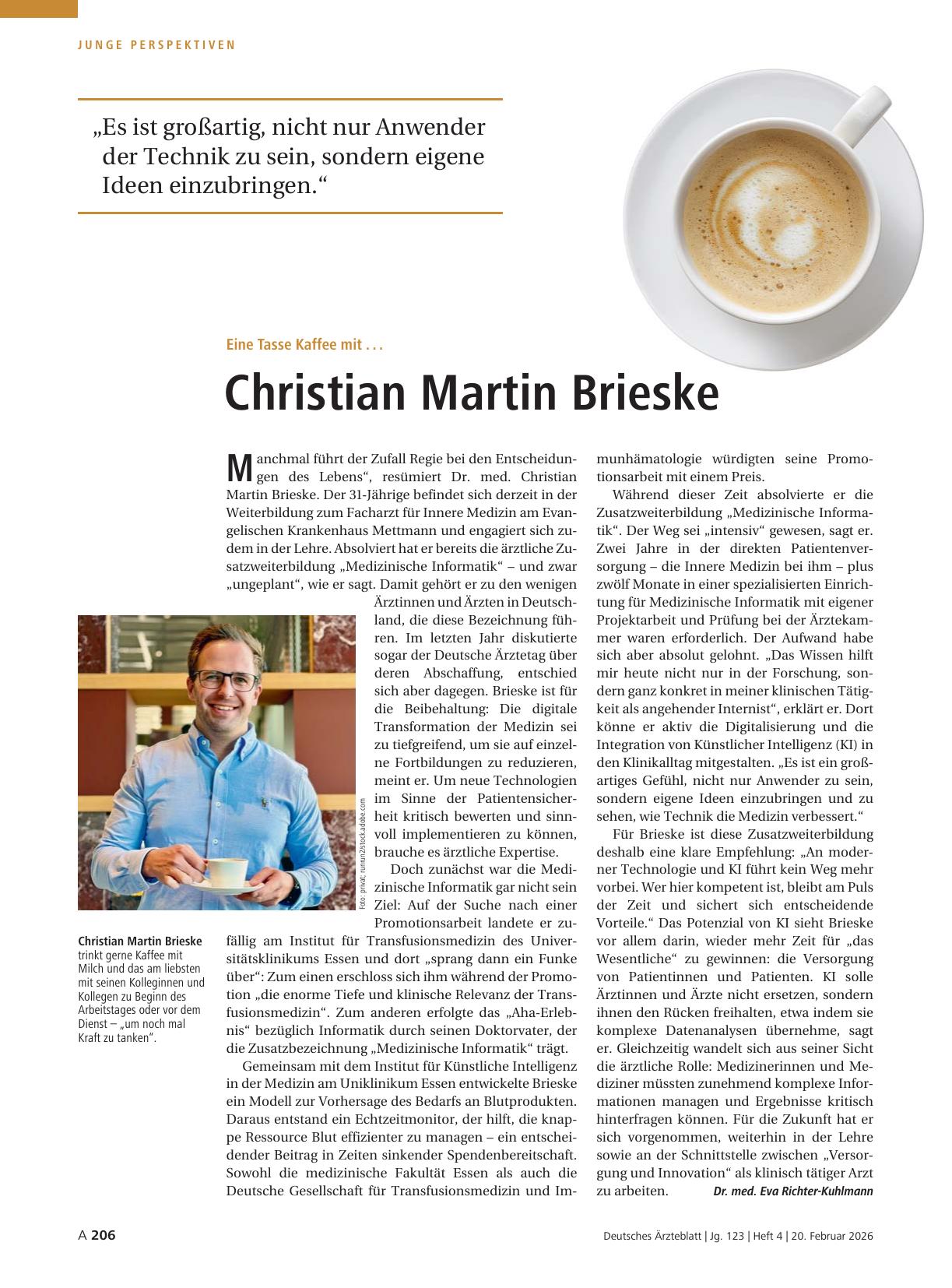Vorschauseite 1: Eine Tasse Kaffee mit . . . Christian Martin Brieske