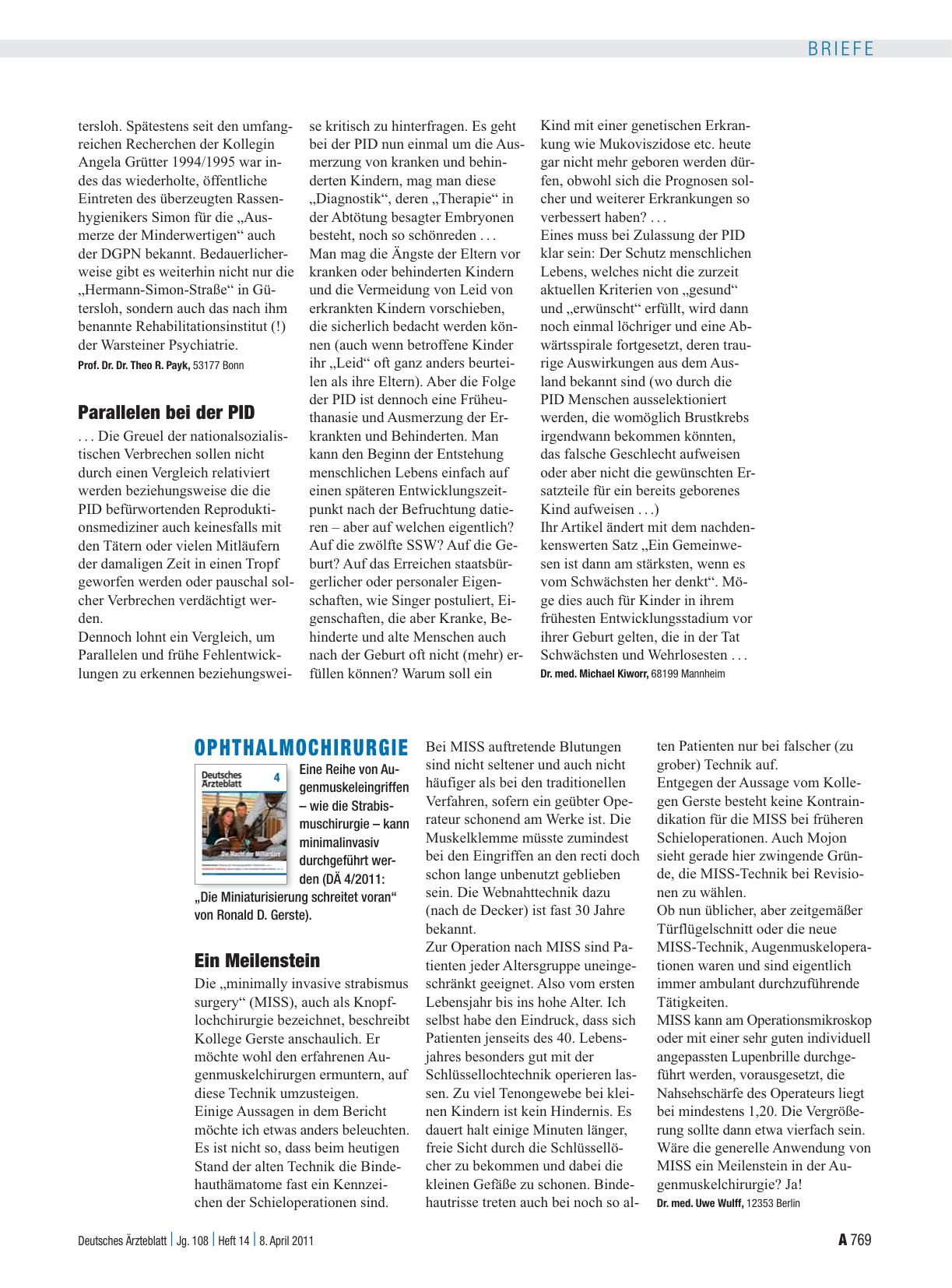 Vorschauseite 1: Ophthalmochirurgie: Ein Meilenstein