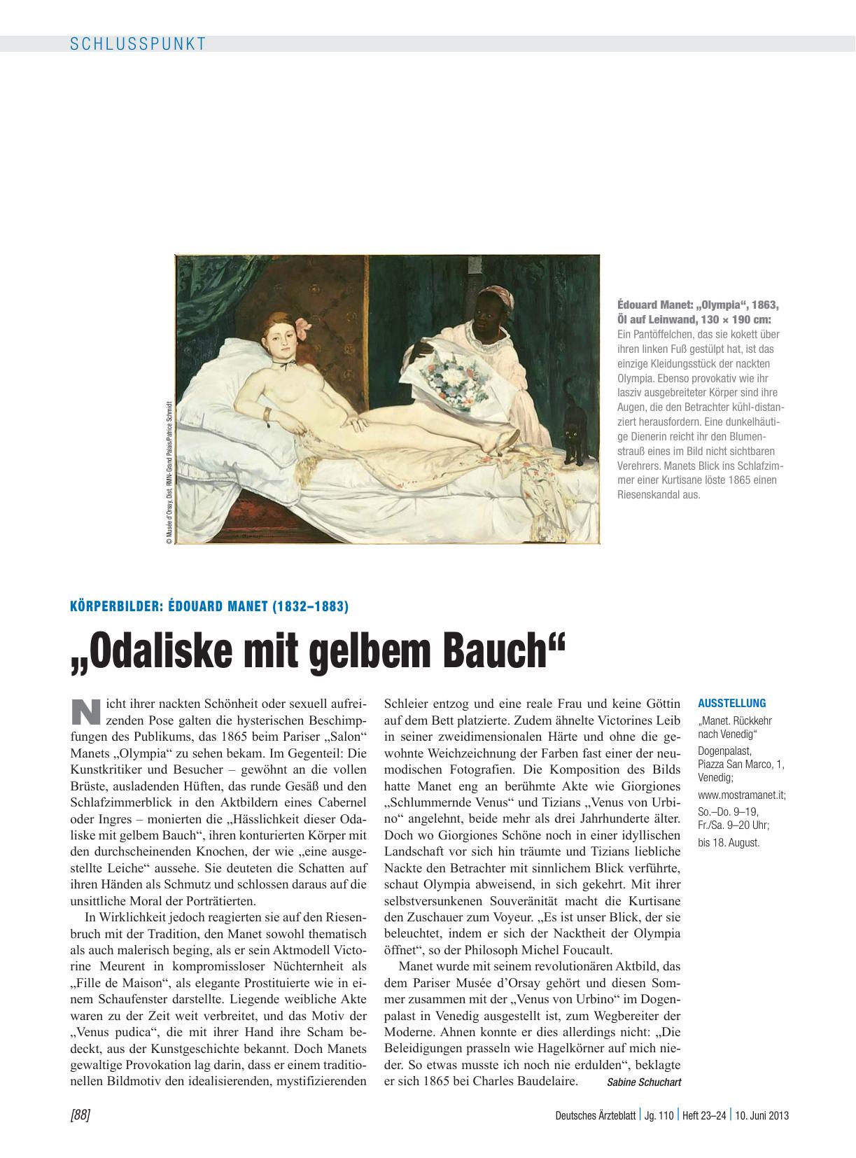 Vorschauseite 1: Körperbilder: Édouard Manet (1832 – 1883) - „Odaliske mit gelbem Bauch“