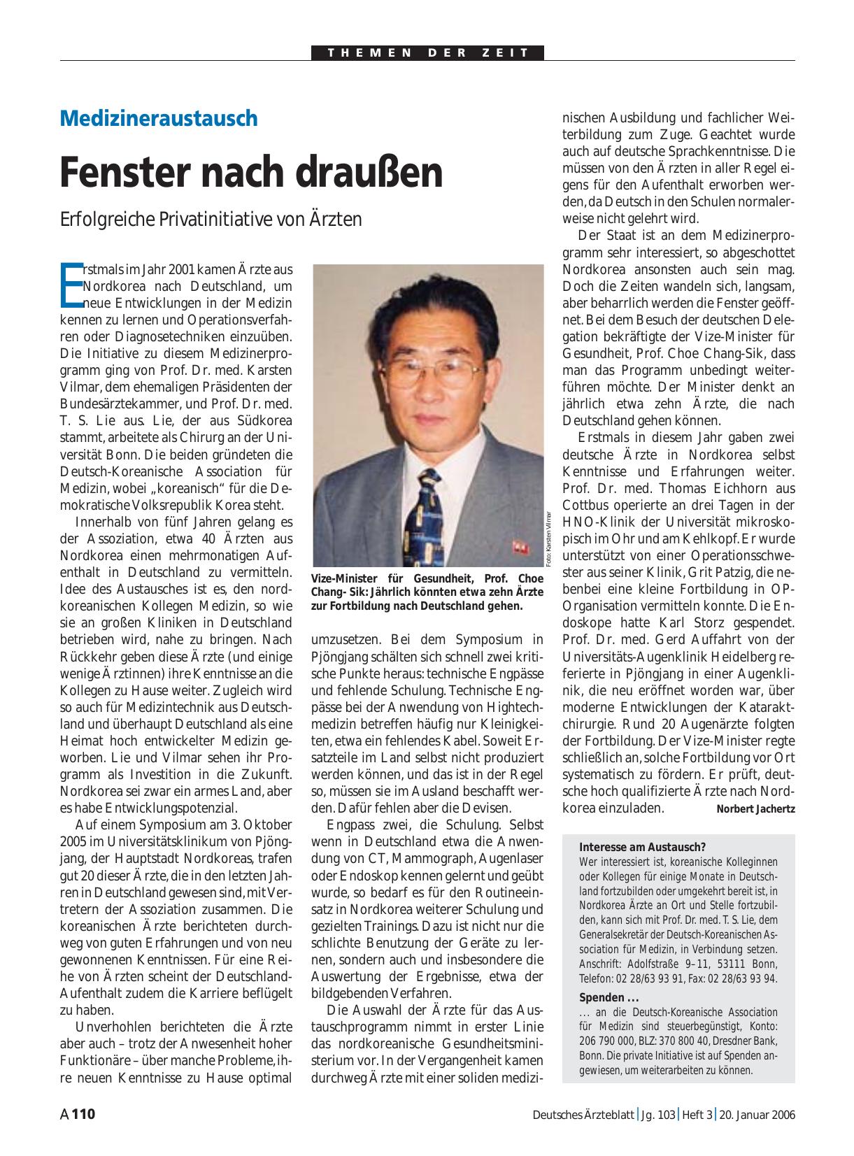 Vorschauseite 1: Medizineraustausch: Fenster nach draußen