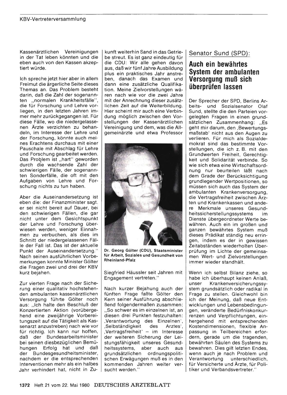 Vorschauseite 1: Senator Sund (SPD): Auch ein bewährtes System der ambulanten Versorgung muß sich überprüfen lassen