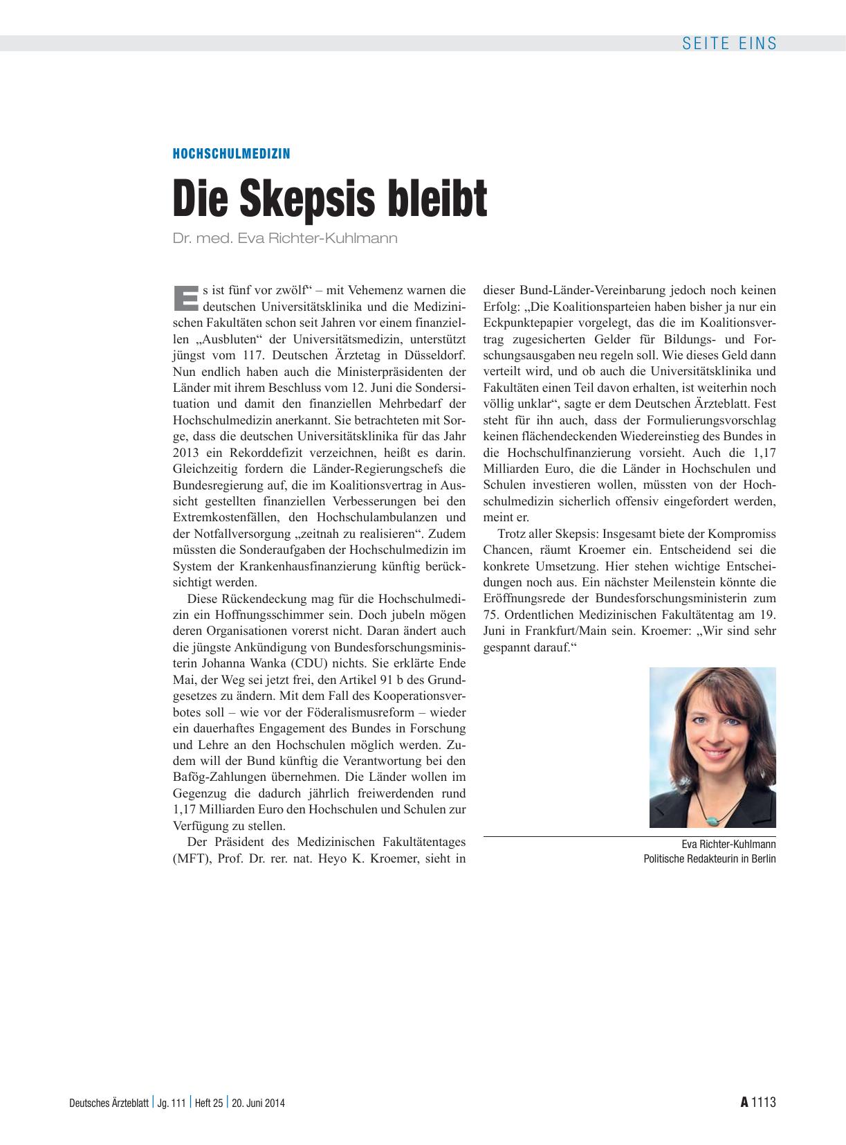 Vorschauseite 1: Hochschulmedizin: Die Skepsis bleibt