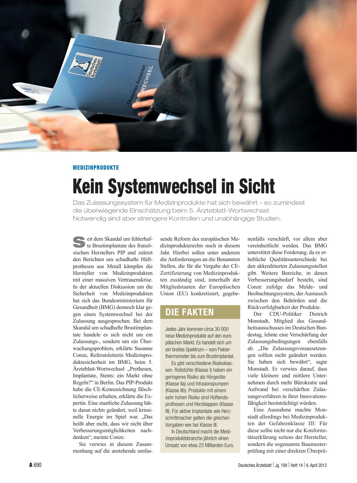 Vorschauseite 1: Medizinprodukte: Kein Systemwechsel in Sicht